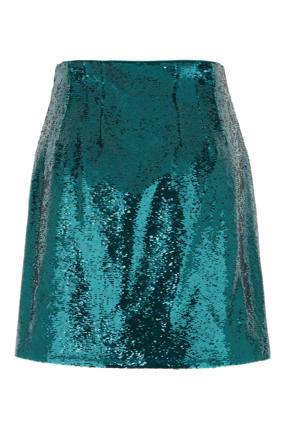 Shop Genny Teal Green Polyester Mini Skirt In Oliva