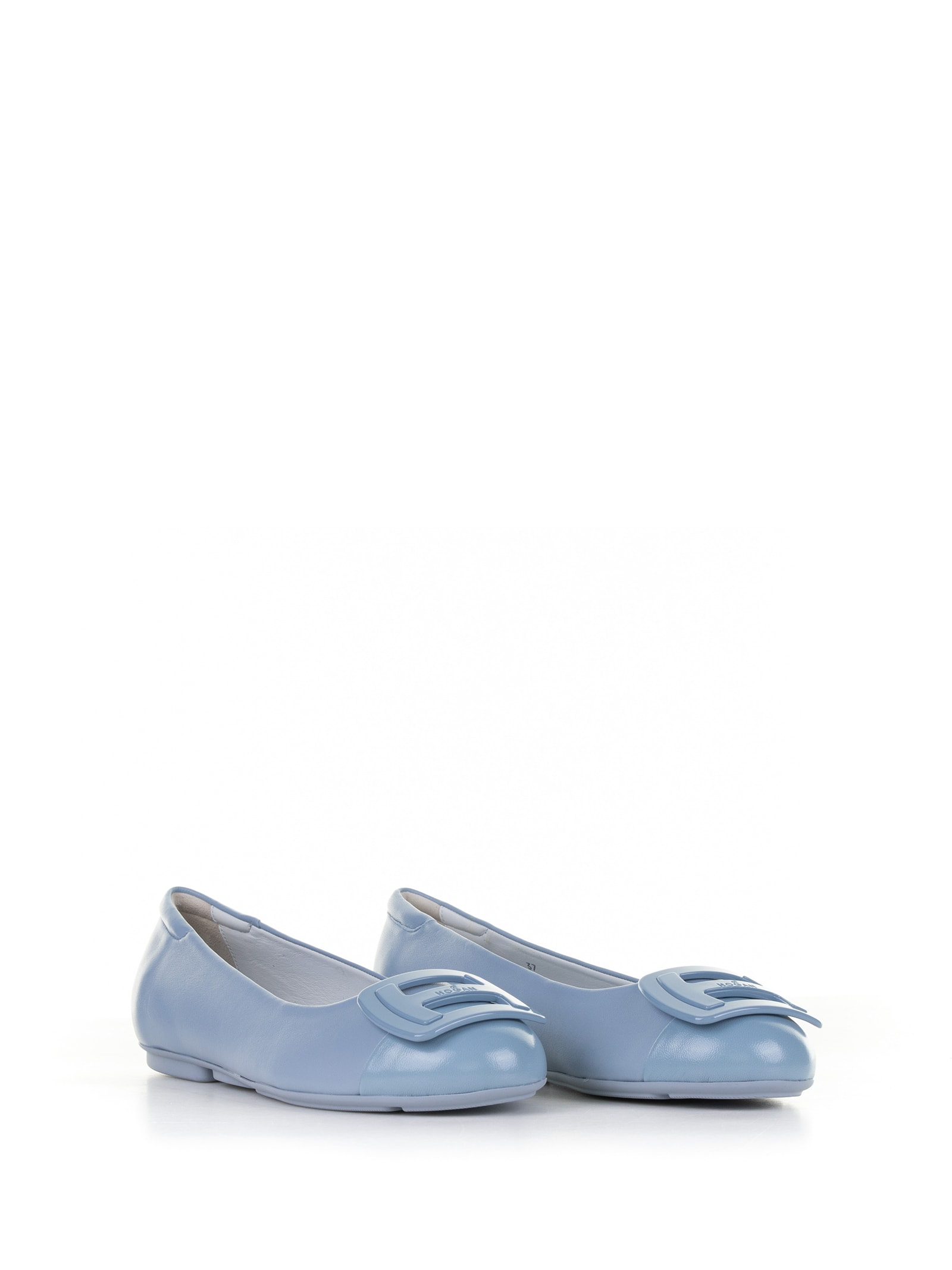 Shop Hogan Ballerina H661 Light Blue With Patent Inserts In Ashley Blue