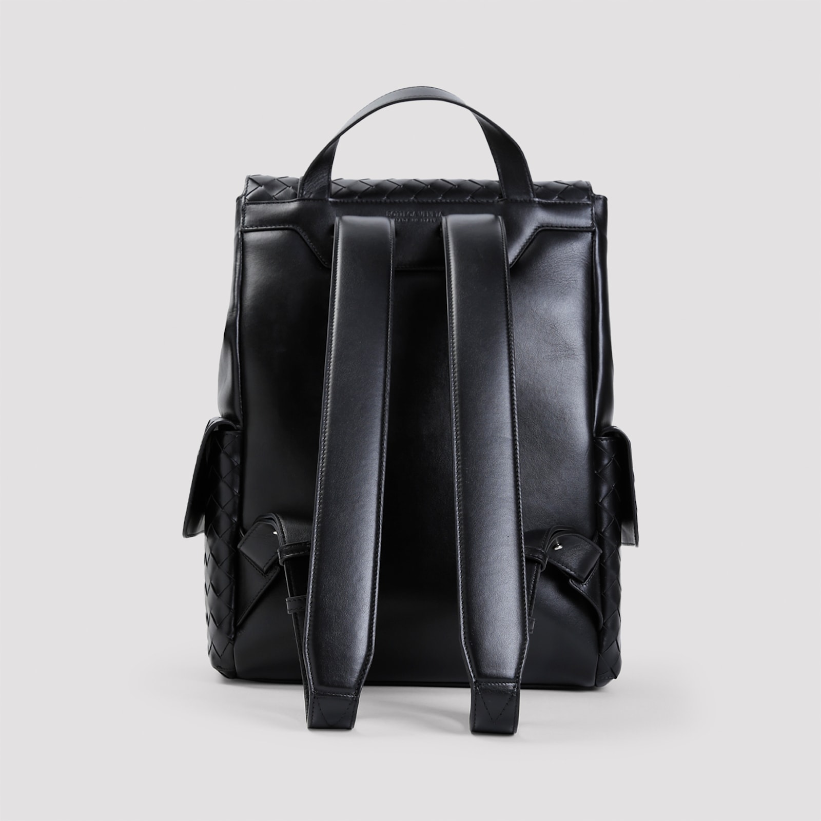 Shop Bottega Veneta Intrecciato Leather Backpack In Black Silver