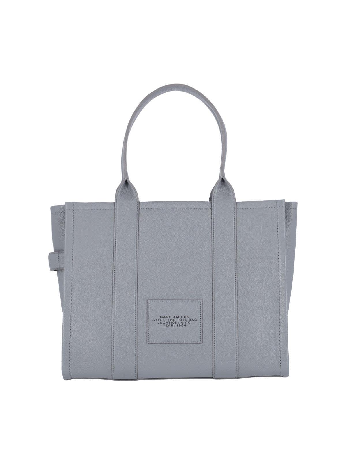 Marc Jacobs The Leather Large Tote Bag In Gray