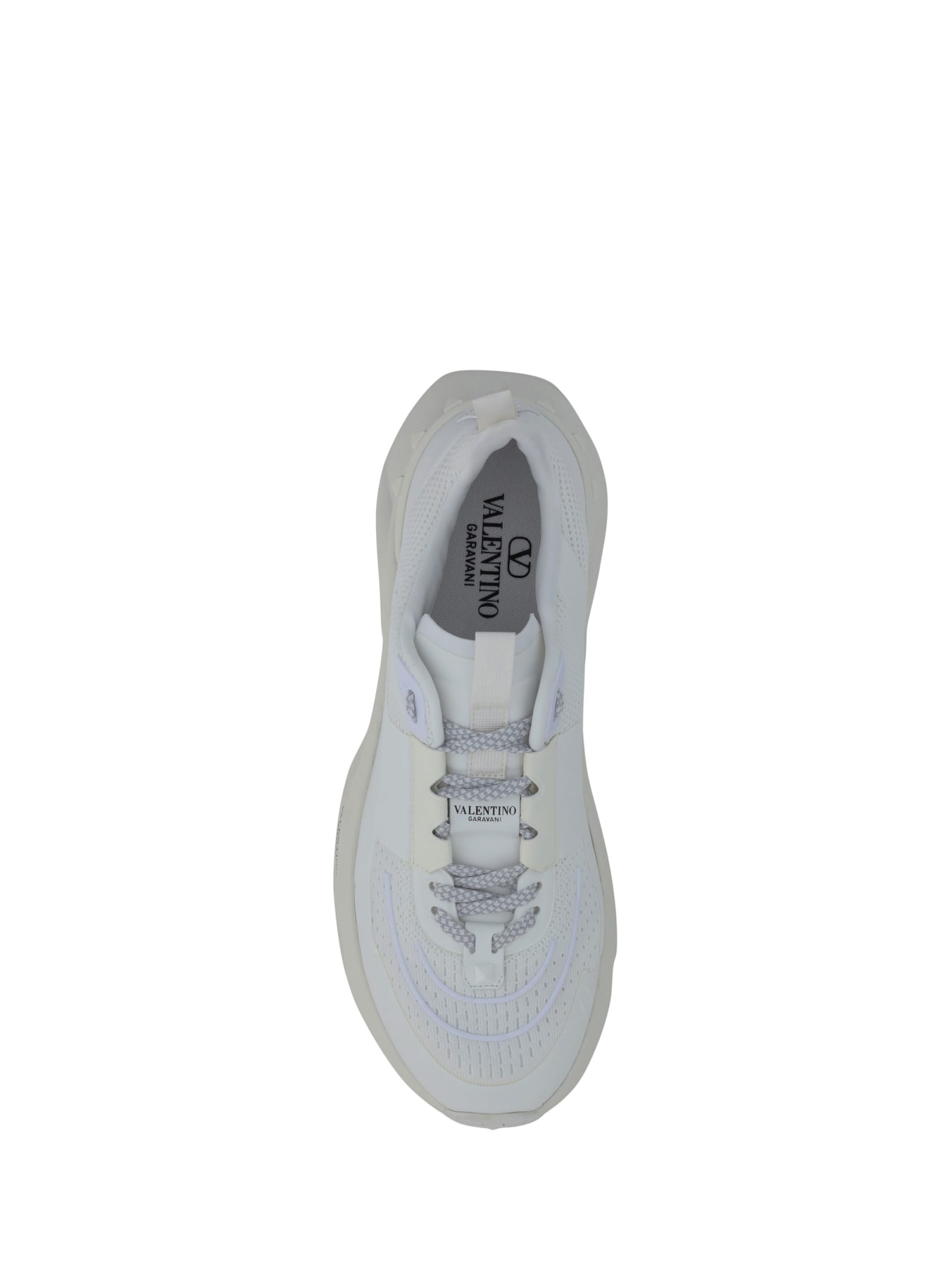 Valentino White Fabric And Mesh True Act Sneakers In Bianco