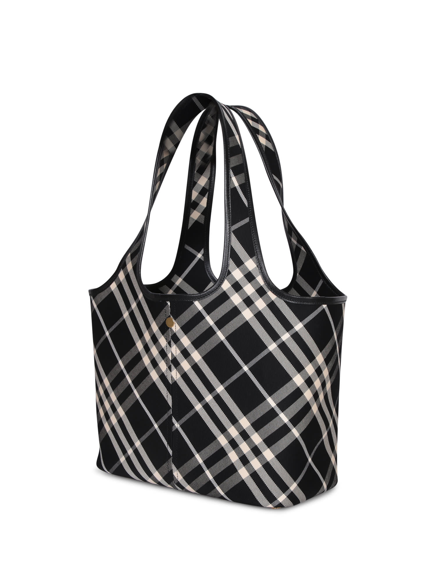 Shop Burberry Black-ivory Small Tote Bag