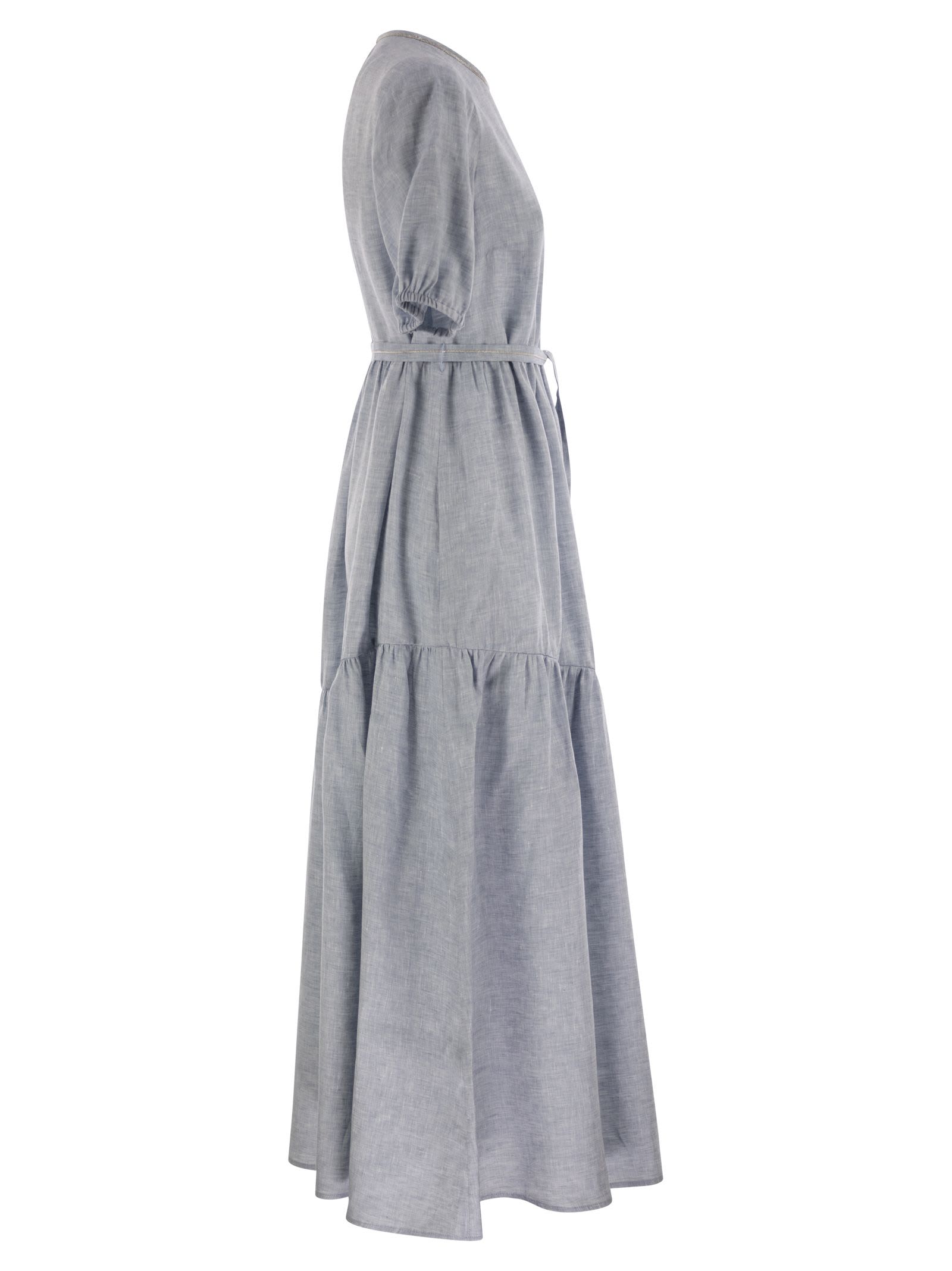 Shop Peserico Long Dress In Pure Linen