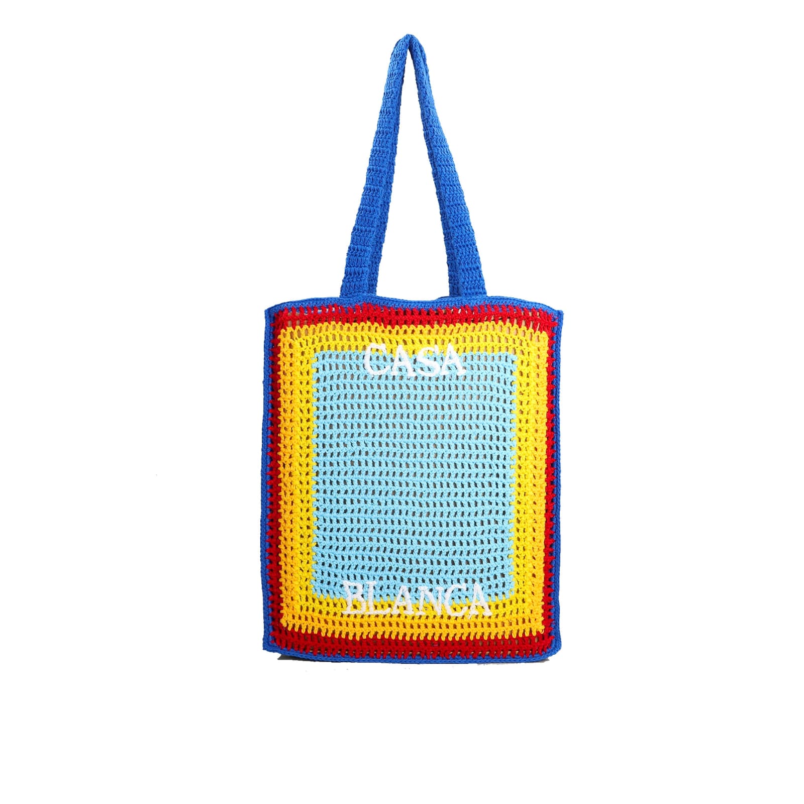 CASABLANCA LOGO COTTON CROCHET TOTE BAG 