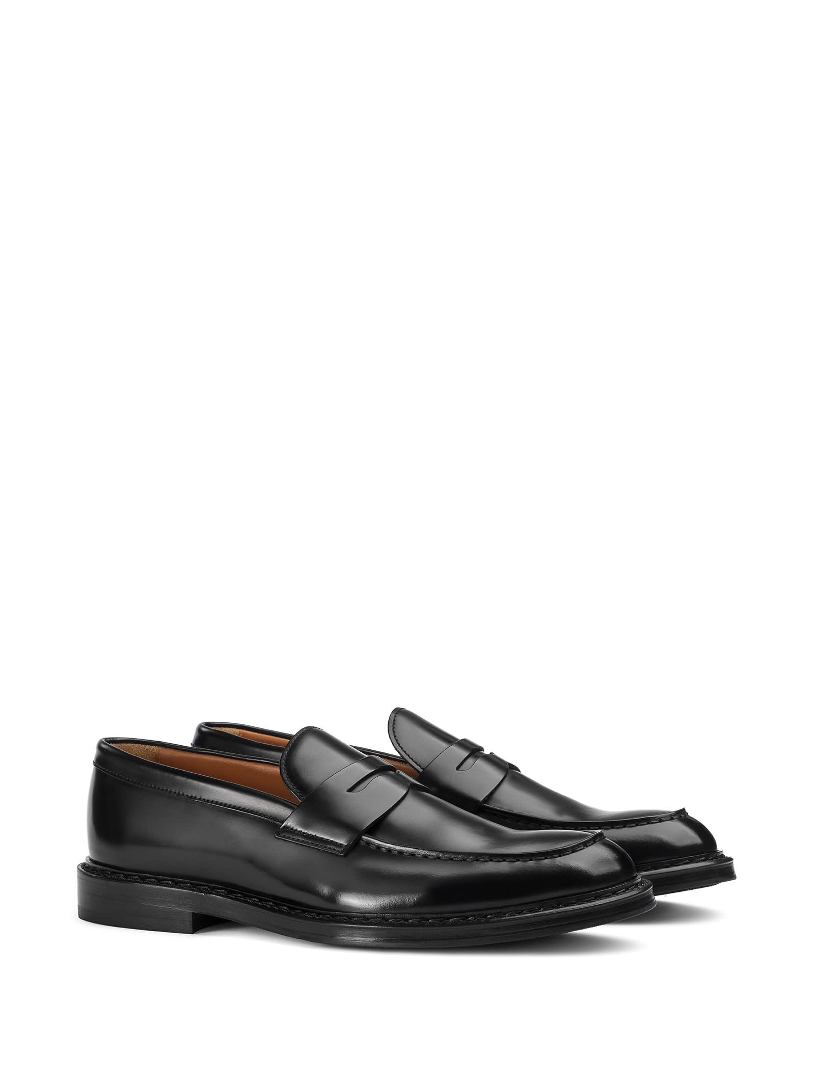 Shop Doucal's Black Leather Moccasin In Nero