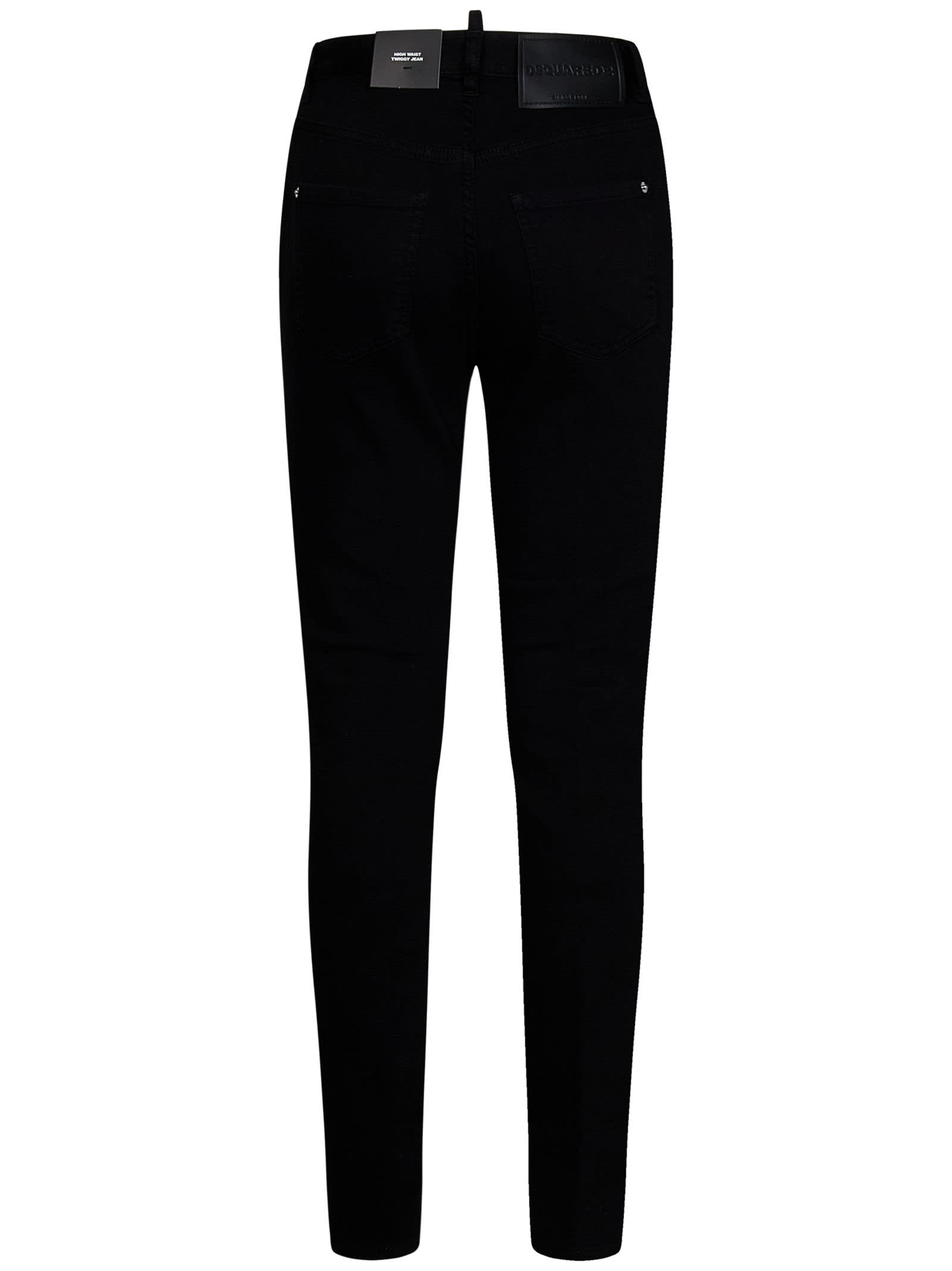 Shop Dsquared2 Dyed High Waist Twiggy Jeans In Nero