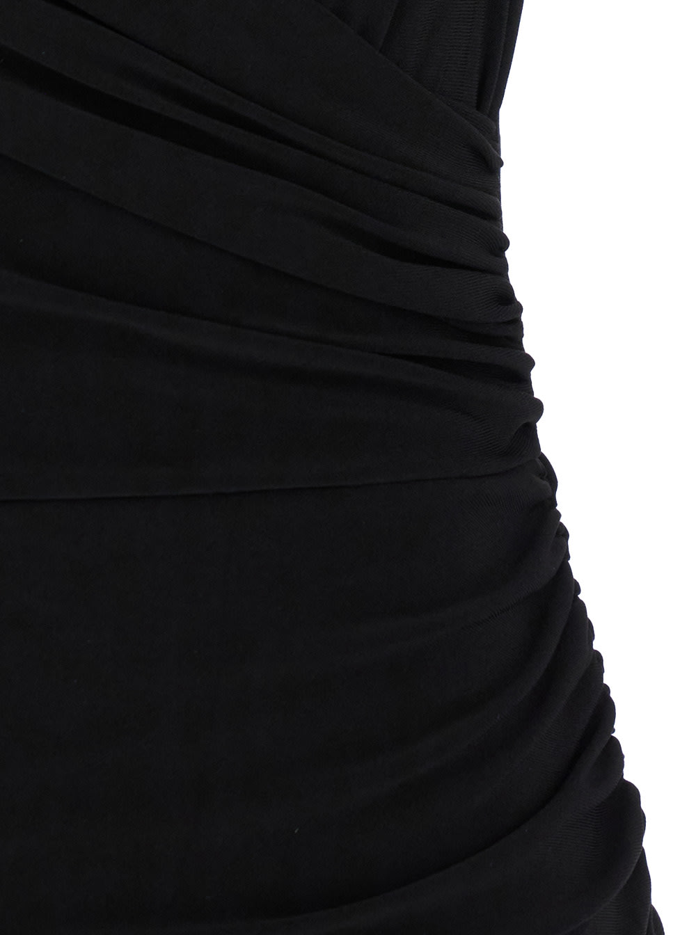 Norma Kamali Black Dress With Draped Details And Bare Shoulders In Black