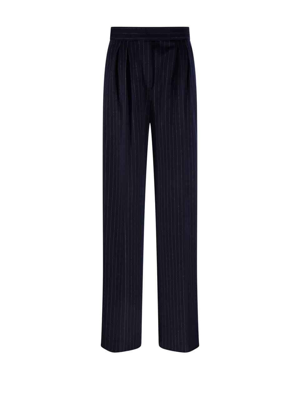 Shop Max Mara Pinstriped Straight Leg Trousers In Blue