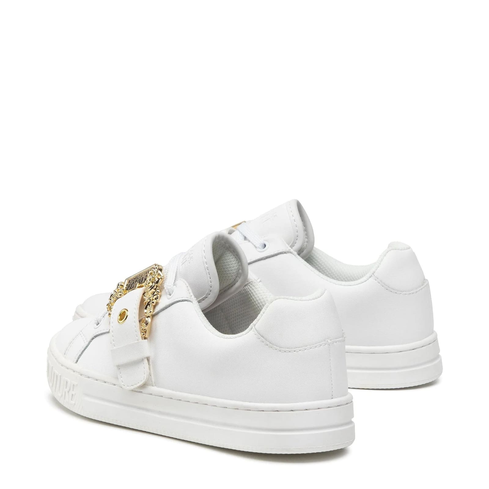 Shop Versace Jeans Couture Jeans Couture Leather Logo Sneakers In White