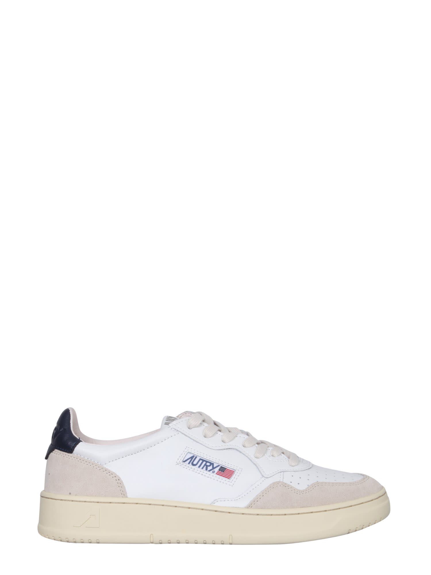 Shop Autry Leather Sneakers In White Blue