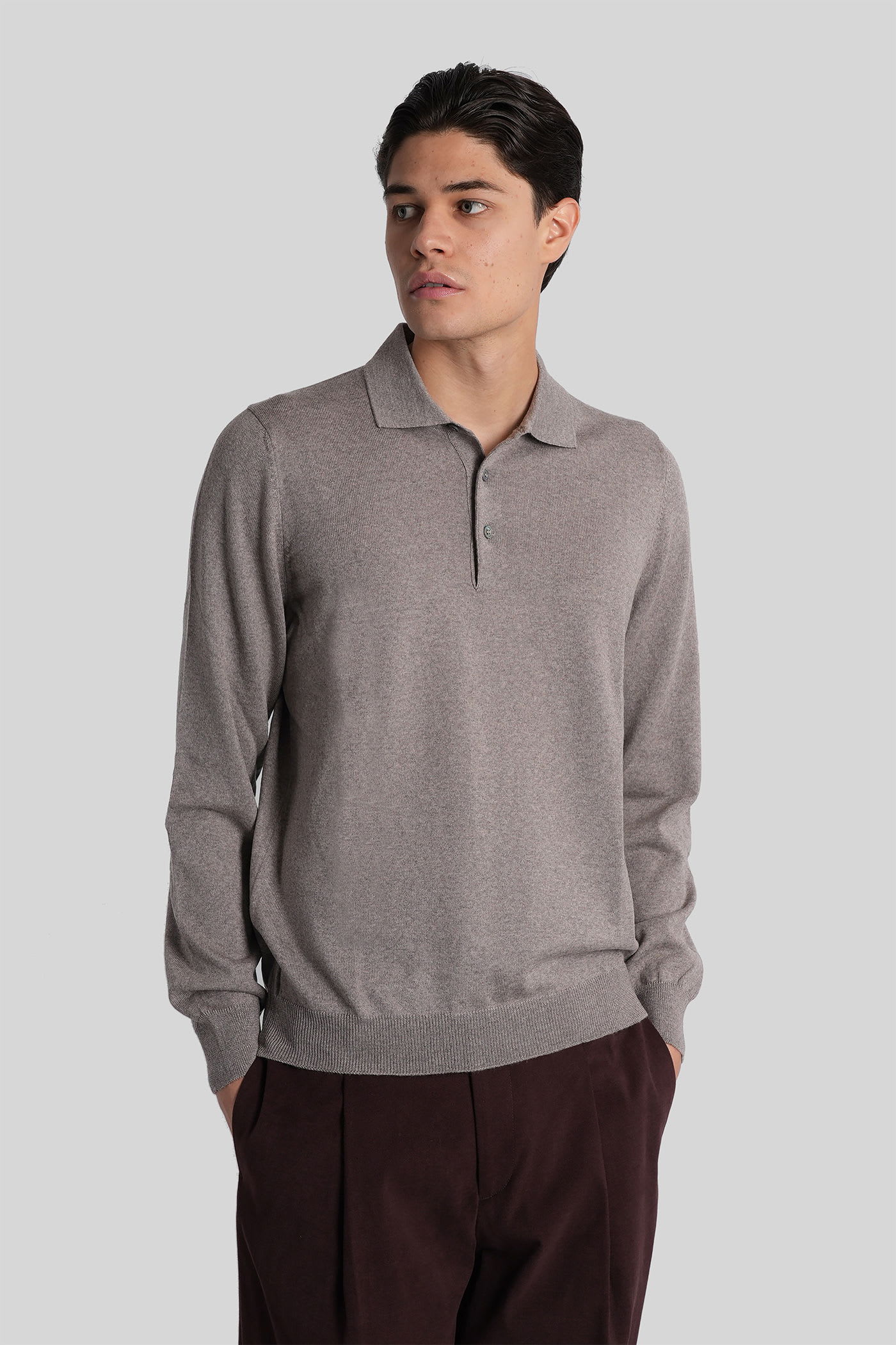 Tagliatore Palmer Polo In Grey Wool In Brown