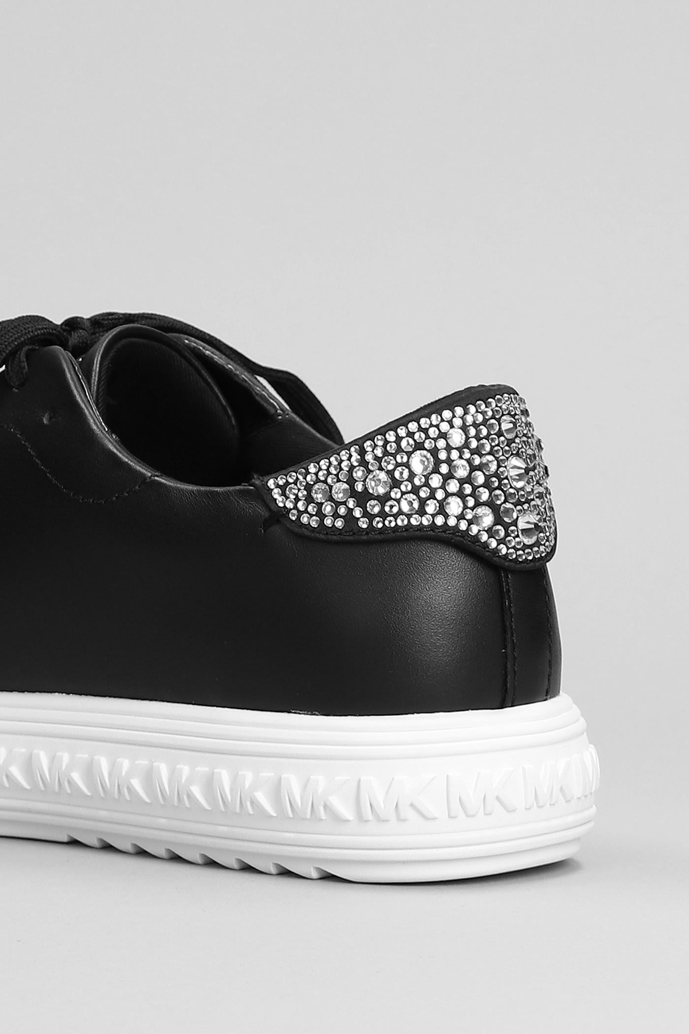 Shop Michael Kors Grove Lake Up Sneakers In Black Leather And Fabric