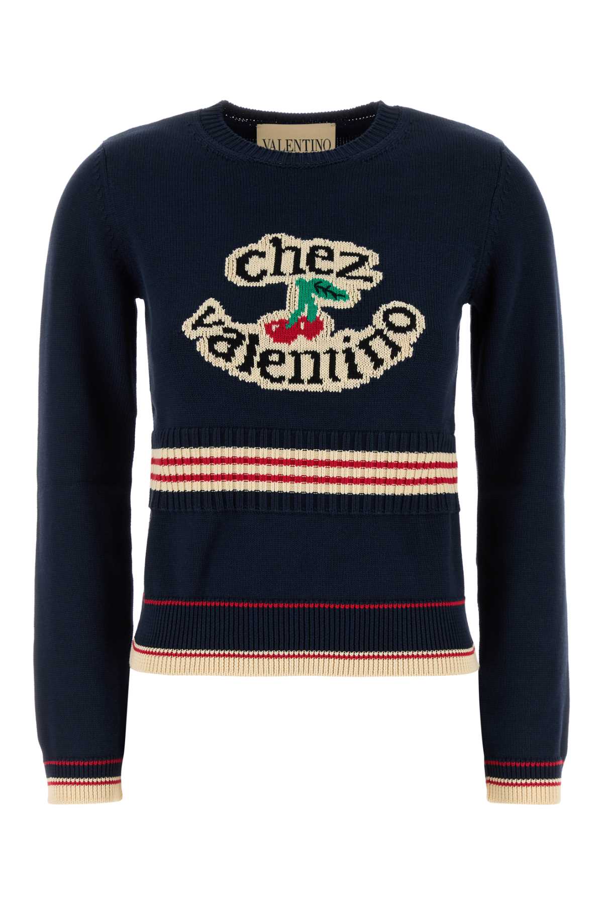 Valentino Garavani Cotton Crew-neck Sweater In Blue