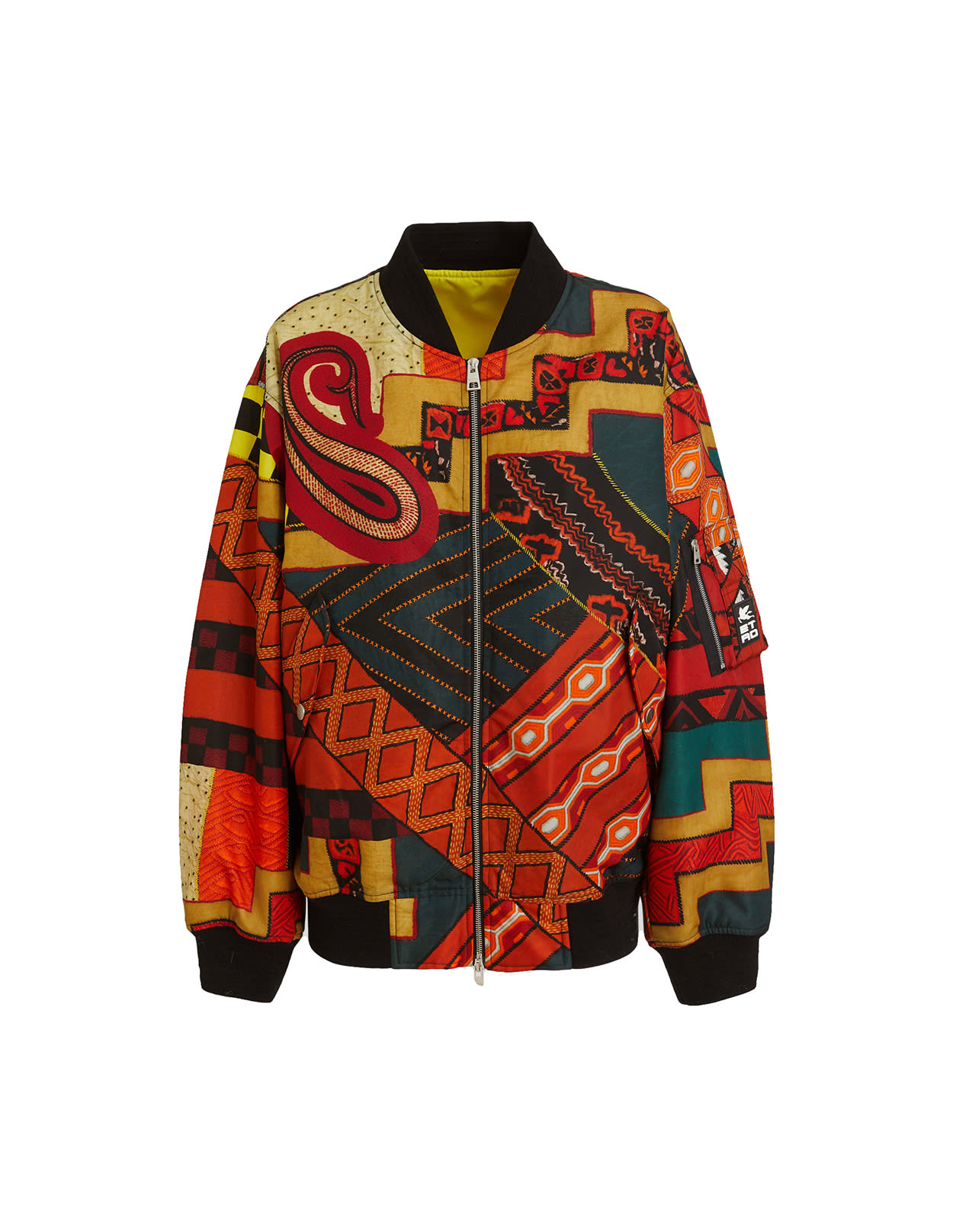 Etro Woman Patchwork Bomber Jacket With Geometric Patterns
