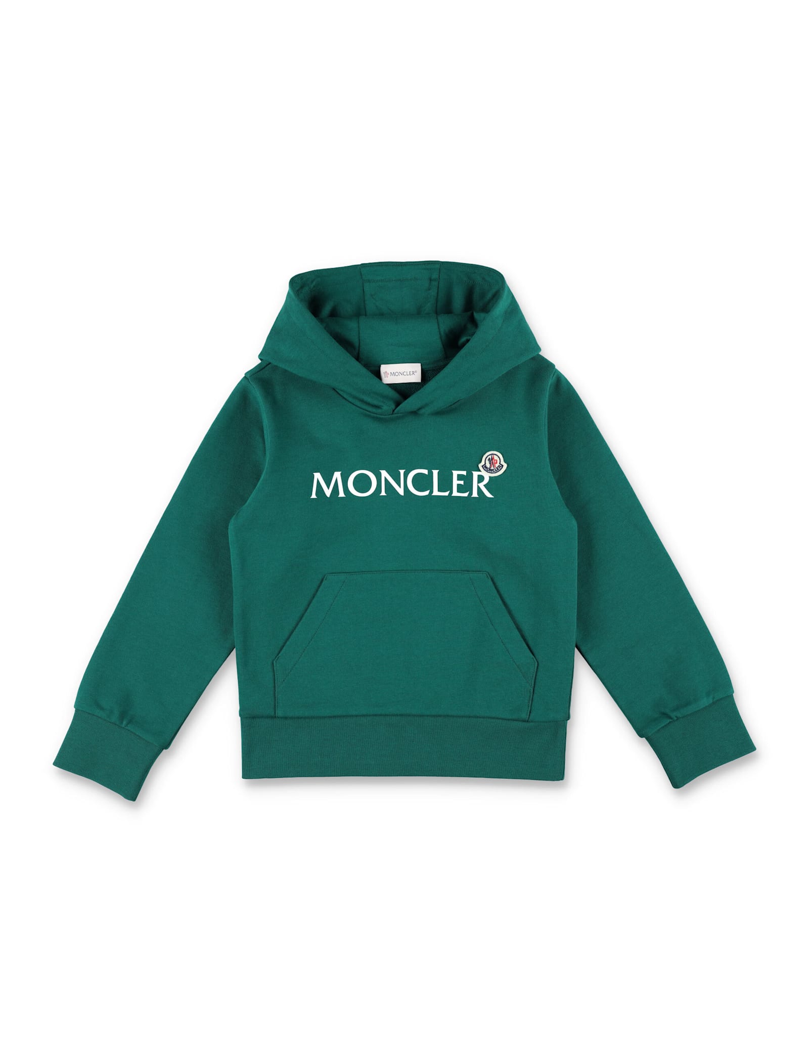 Moncler Kid - Logo Cotton Hoodie In Green