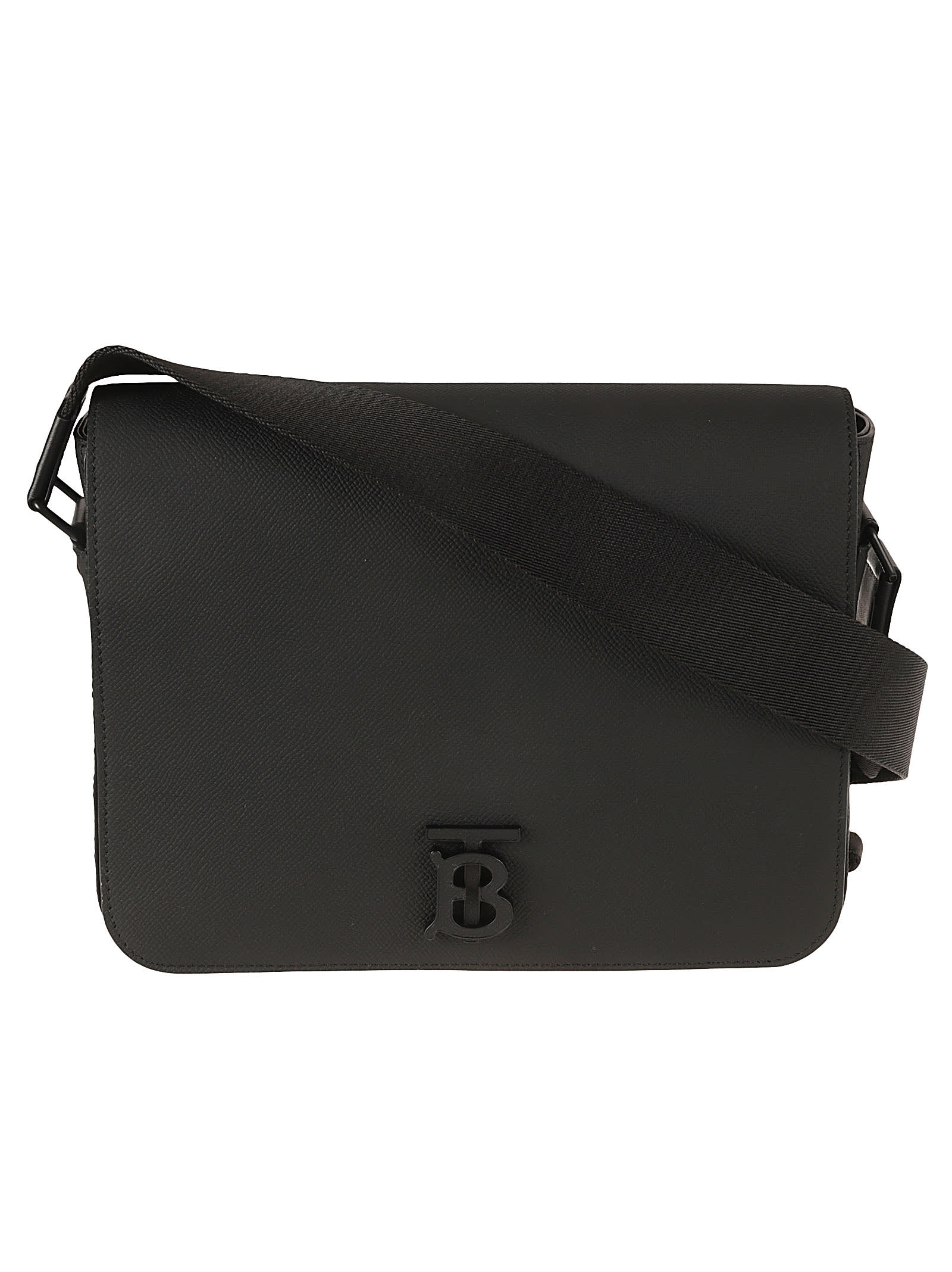 Burberry Logo Flap Shoulder Bag In Black