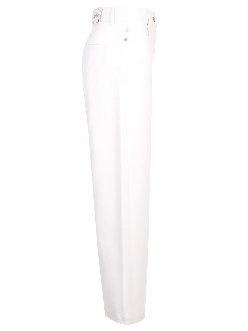 'S MAX MARA MARIANNA WHITE COTTON TROUSERS