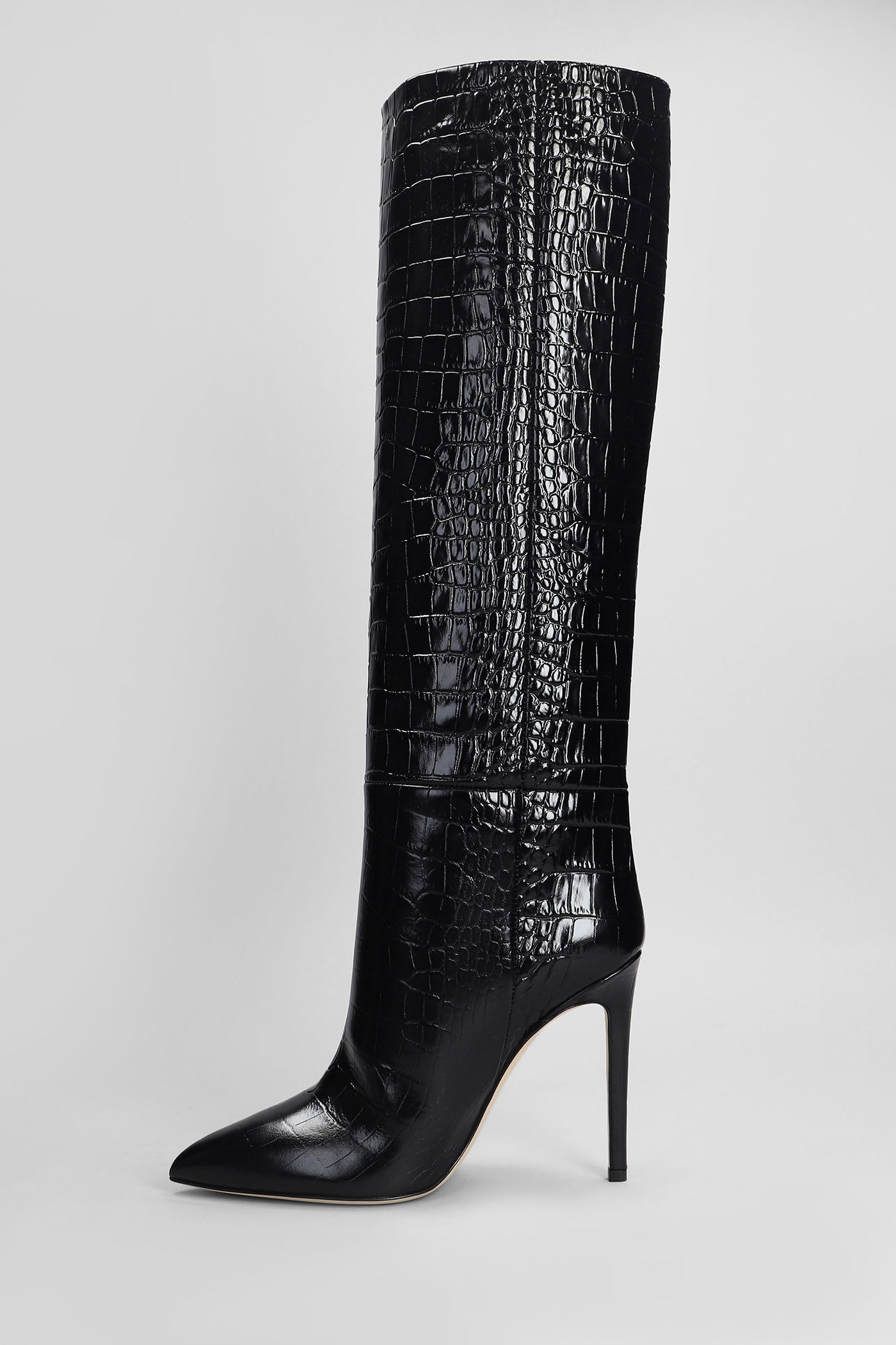 Paris Texas Stiletto Boot High Heels Boots In Black Leather In Black