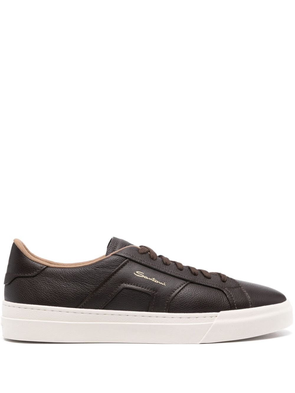 Shop Santoni Dbs Sneakers In Dark Brown