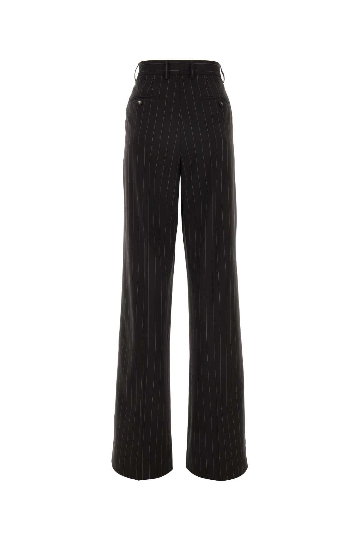 Shop Dolce & Gabbana Embroidered Stretch Wool Wide-leg Pant In Rigato