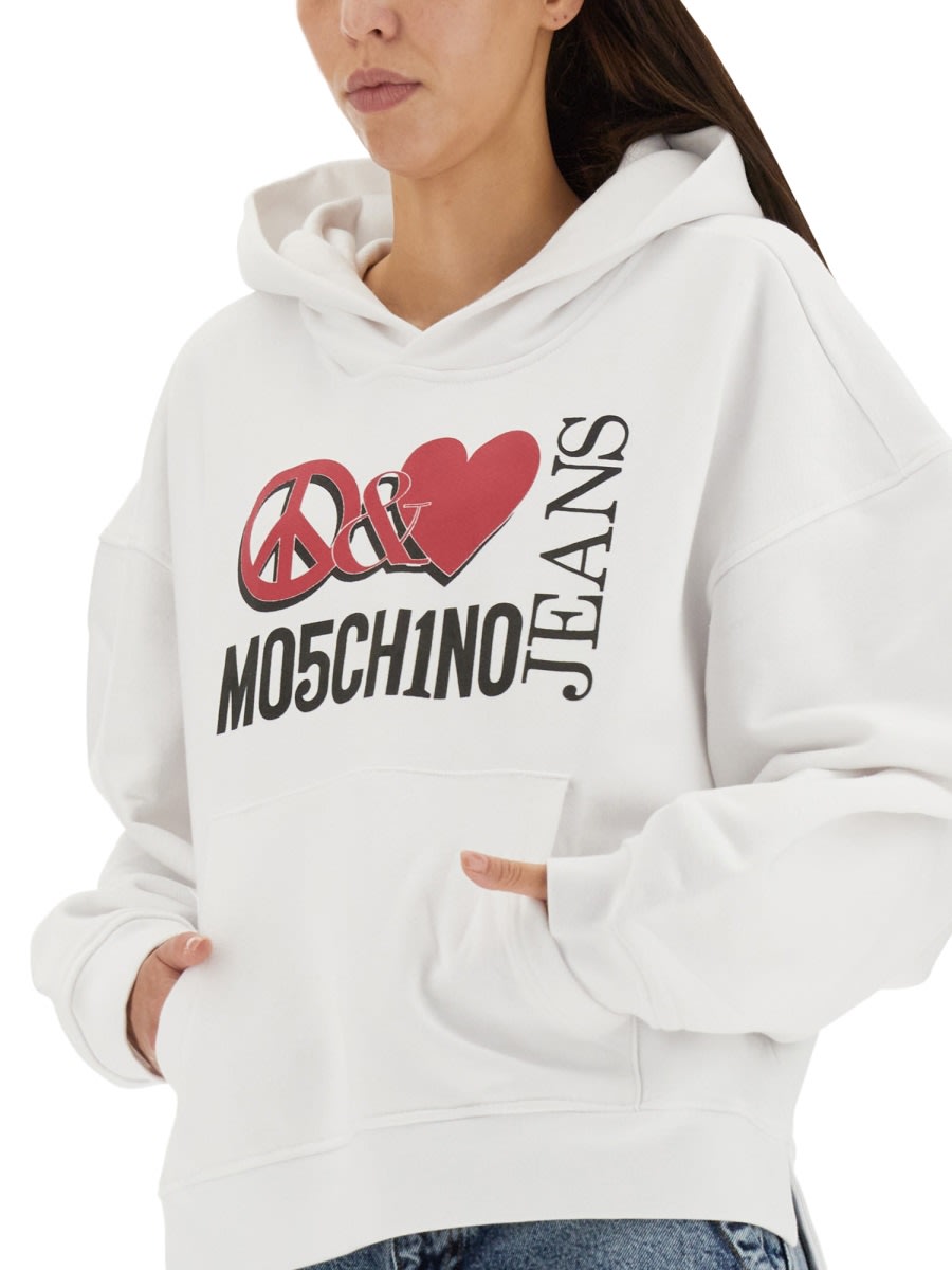 Shop M05ch1n0 Jeans Peace & Love Hoodie In Multicolour