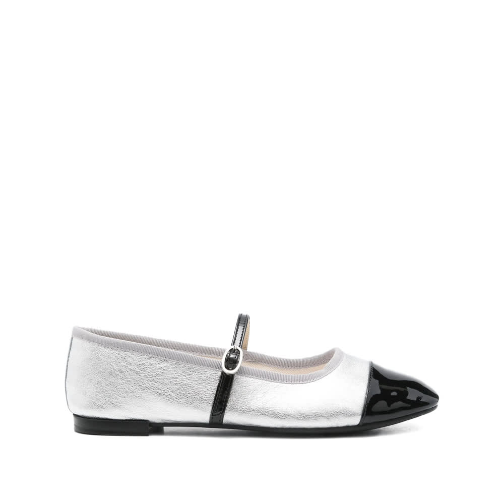 Repetto Cap-toe Ankle-strap Ballet Flats In Silver