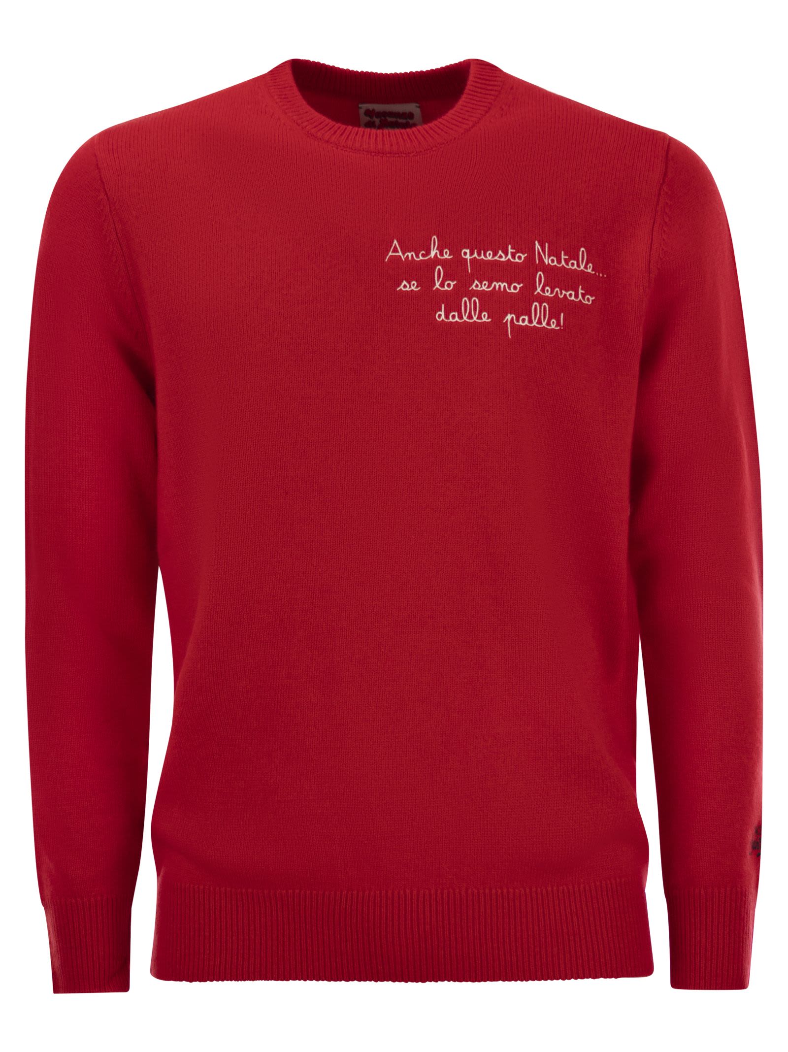 Mc2 Saint Barth Vacanze Di Natale Jumper In Wool And Cashmere Blend In Red