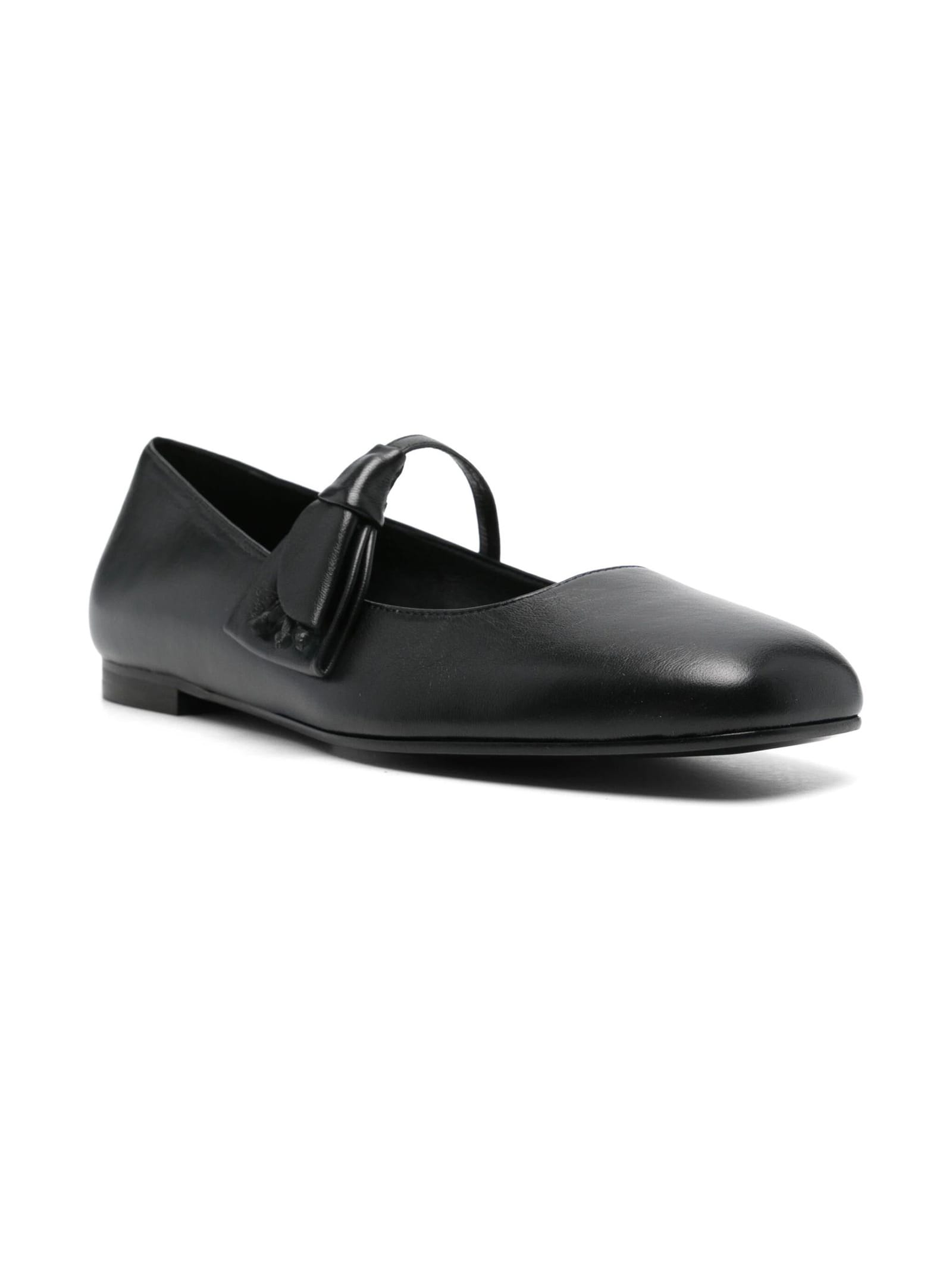 Shop Gia Borghini Black Calf Leather Ballerina Shoes