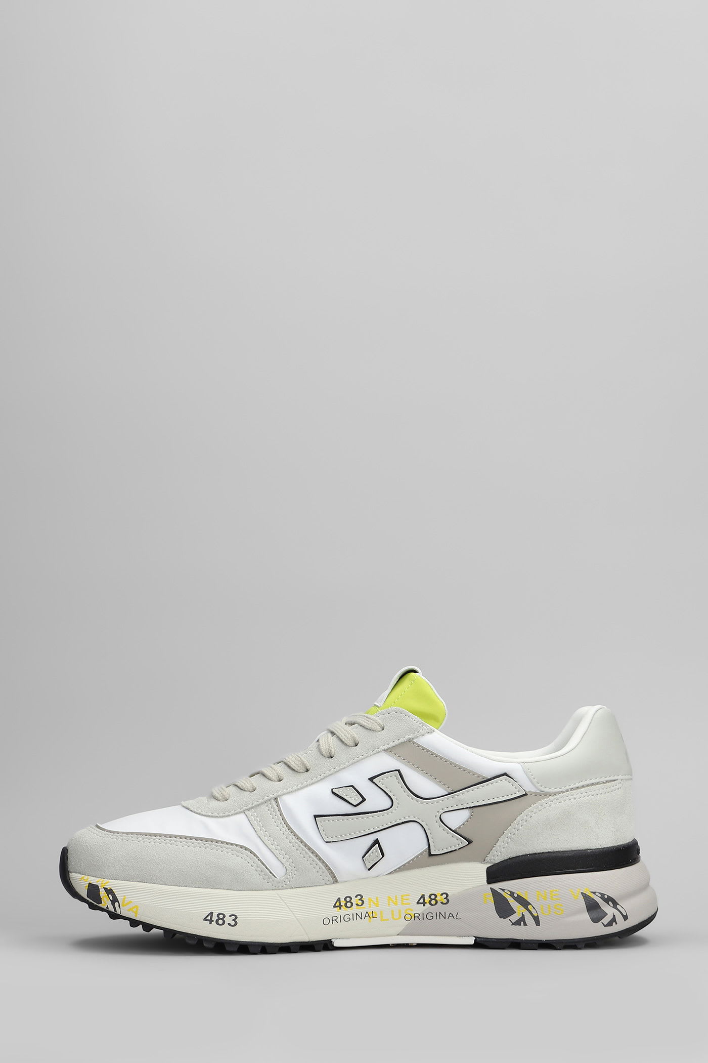 Premiata Mick Sneakers In White Suede And Fabric In White