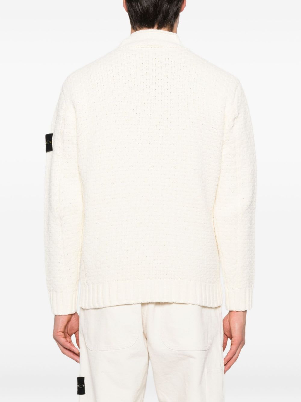 Stone Island Sweater With Compass Application In White