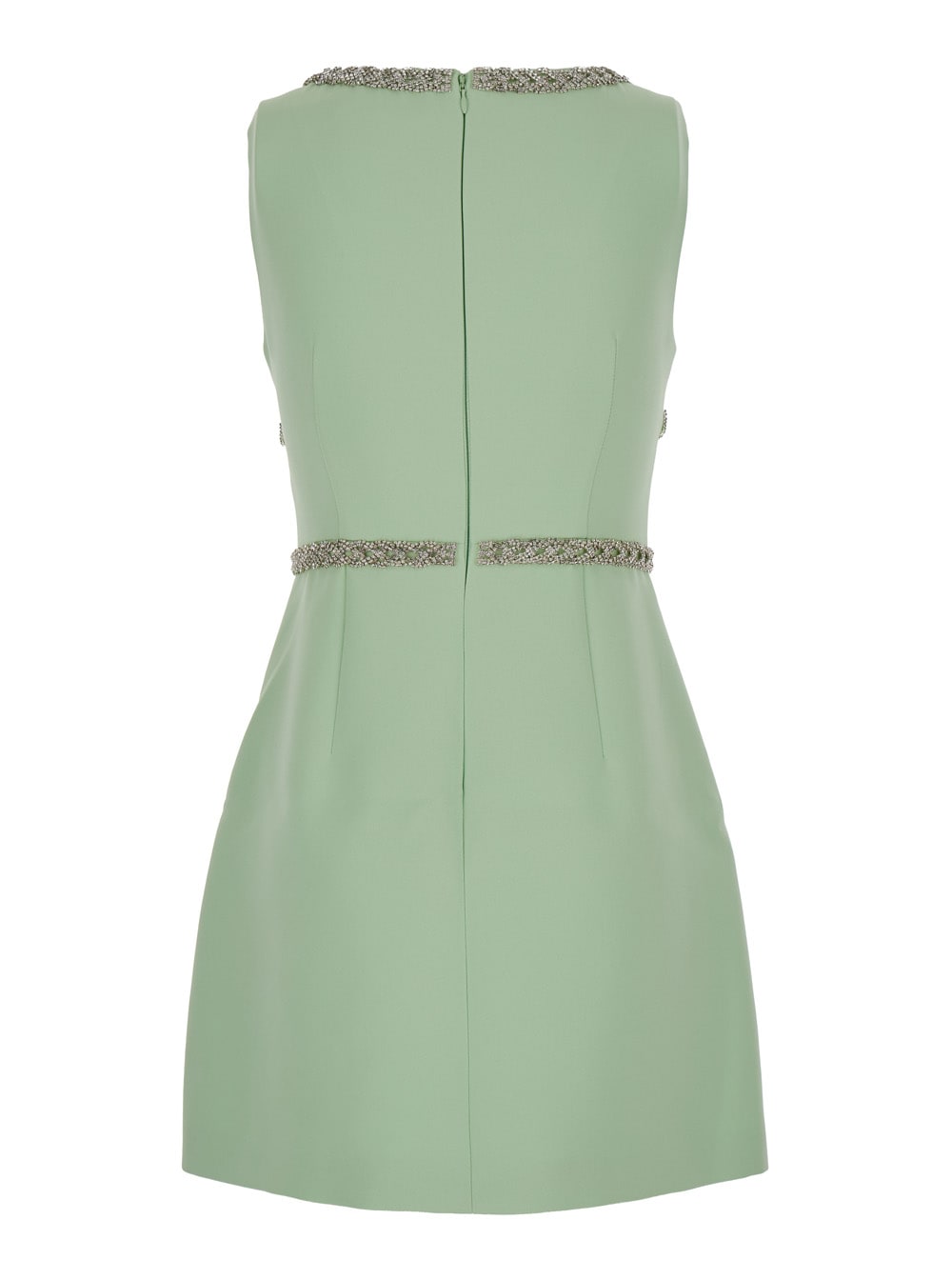 Shop Self-portrait Mini Mint Green Dress With Bows And Crystals In Fabric Woman