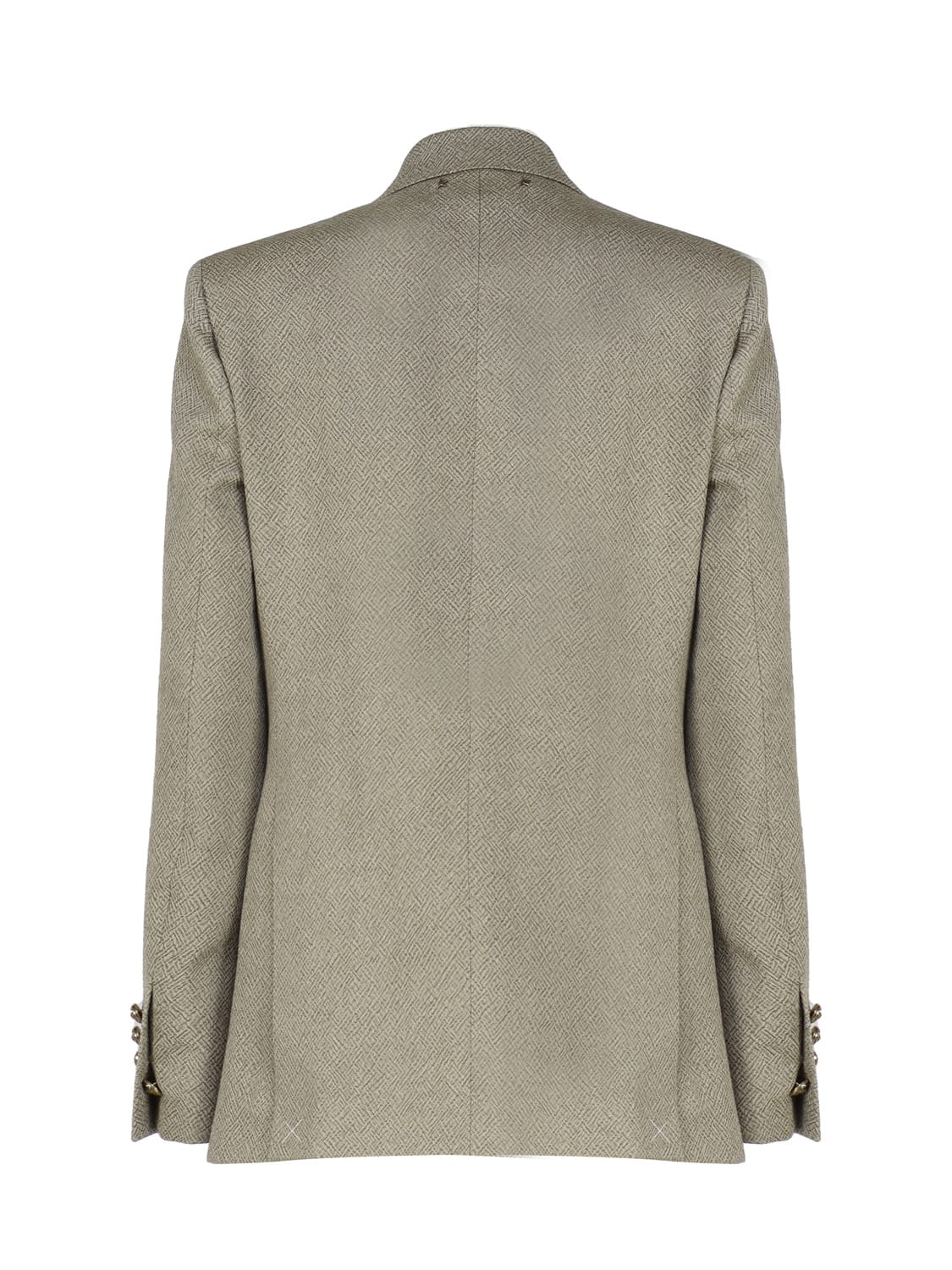Golden Goose Double-breasted Blazer In Wool In Green