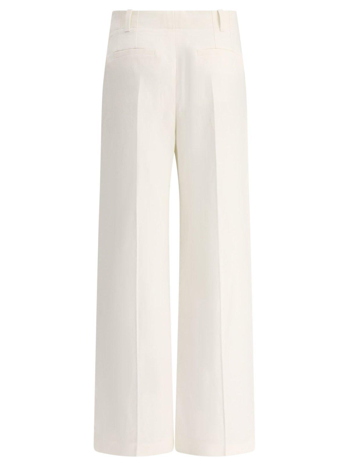 Shop Chloé High-waisted Wide Leg Trousers In Iconic Milk