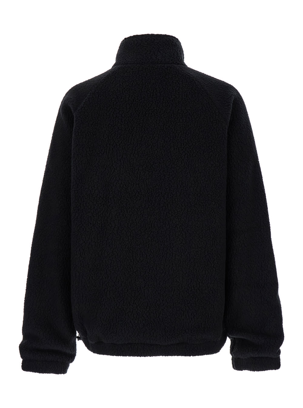 KENZO BLACK HIGH NECK JACKET WITH LOGO PATCH IN FLEECE MAN 