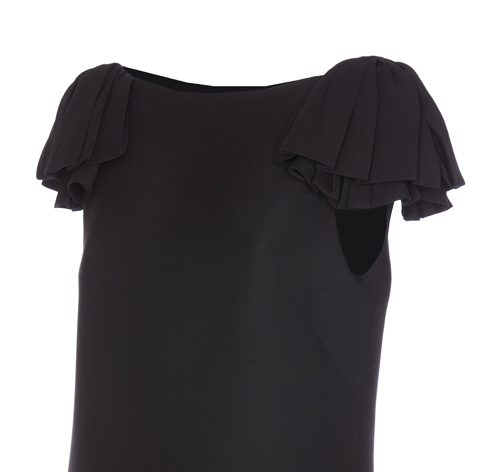 Valentino Ruffle Sleeve Wool Mini Dress In Black