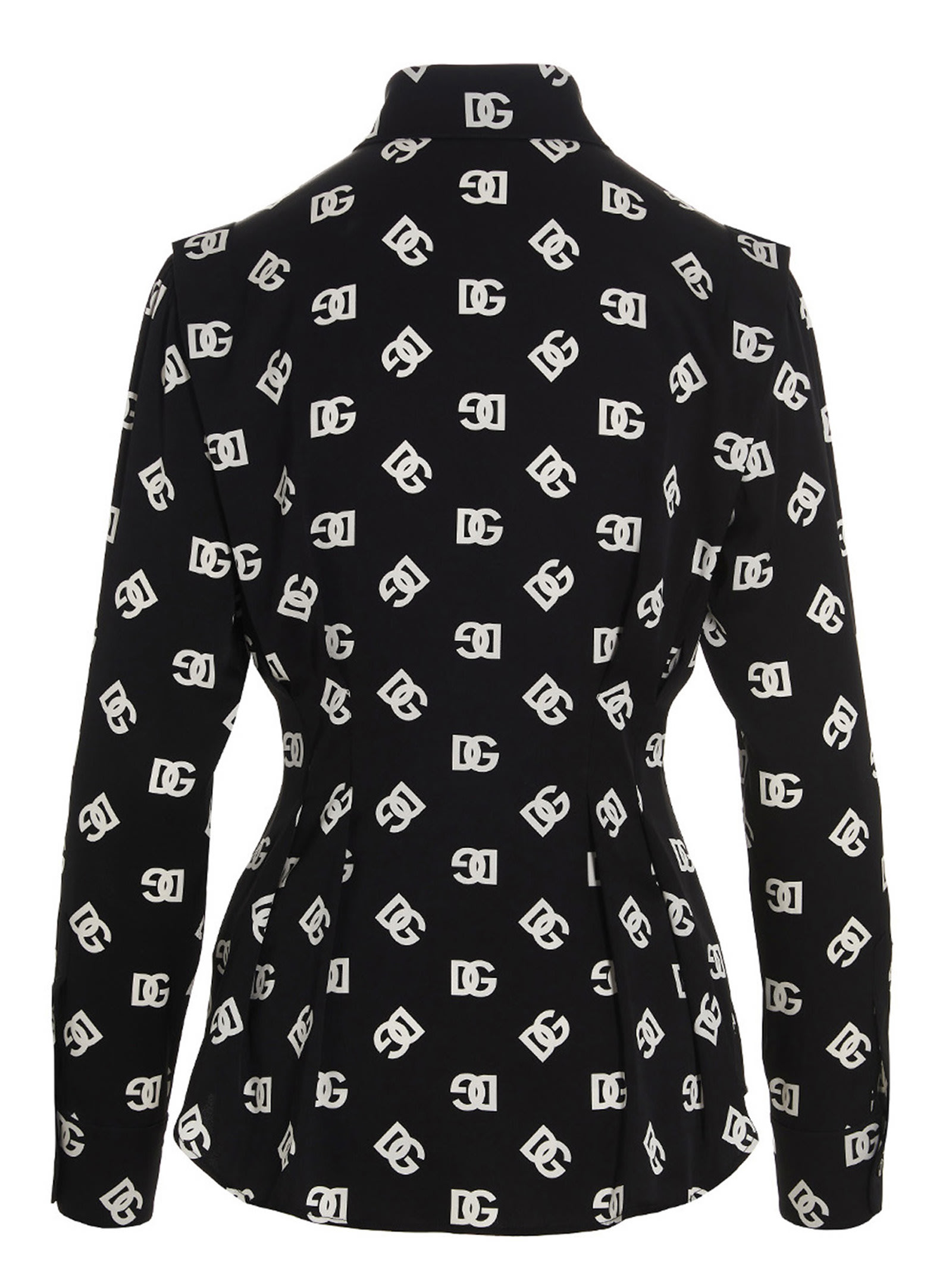 Shop Dolce & Gabbana All-over Logo Shirt In White/black