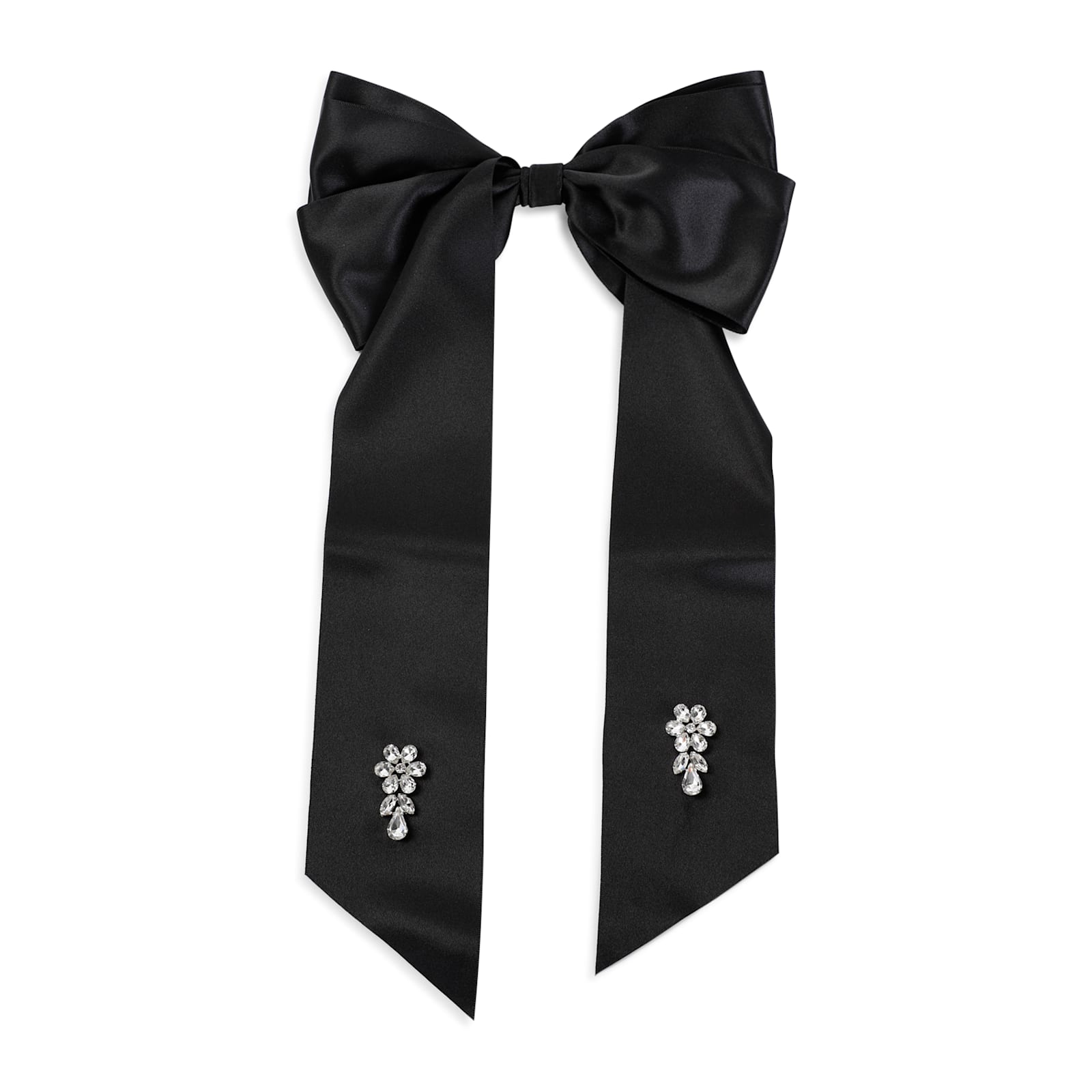 Shop Simone Rocha Crystal Flower Bow Barrette In Black Pearl Crystal