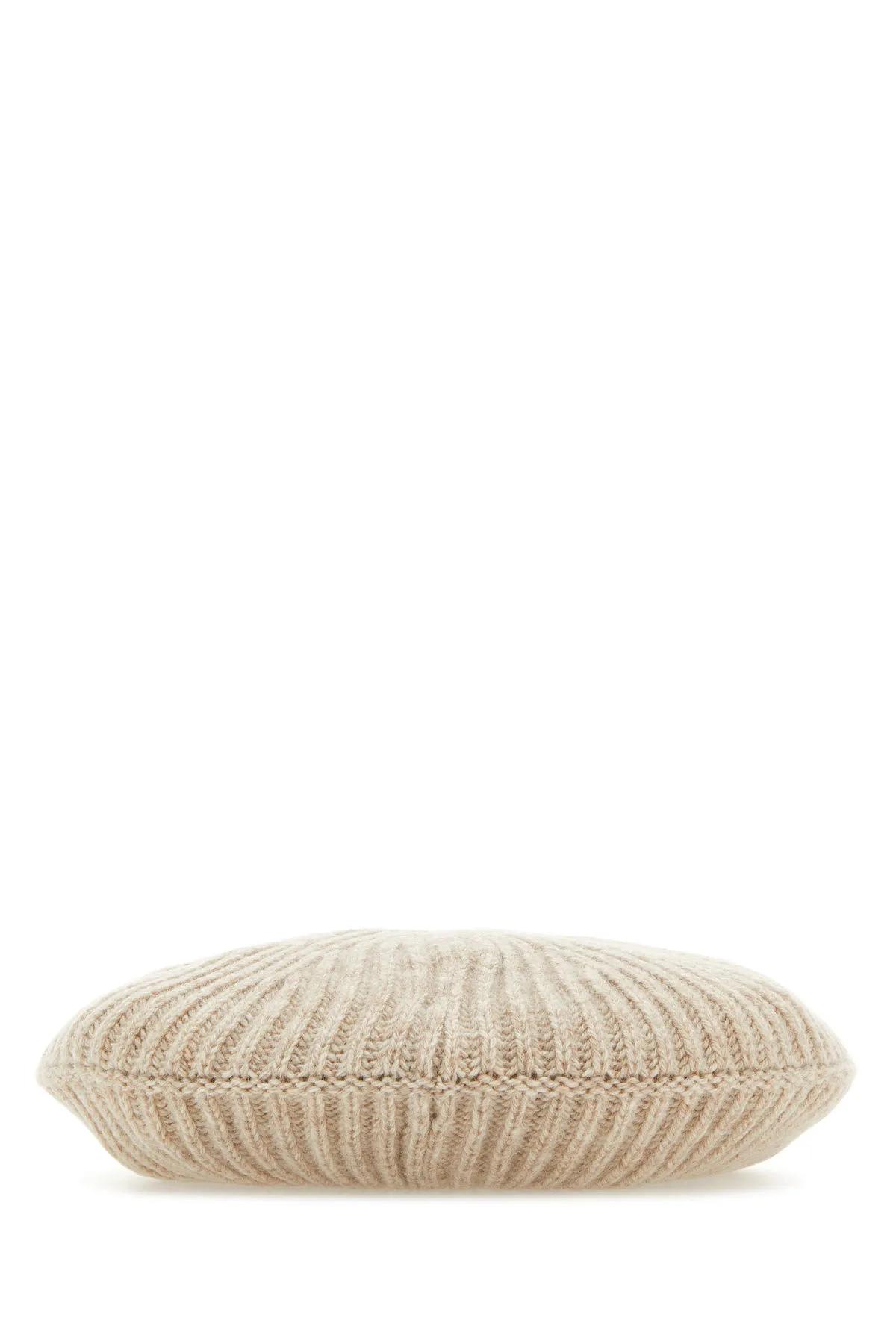 Ganni Rib Beret Hut - - Wolle - Beige