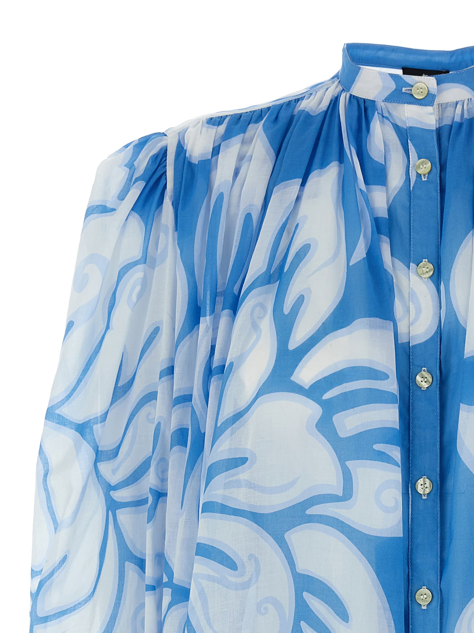 Etro Floral Print Blouse In Light Blue