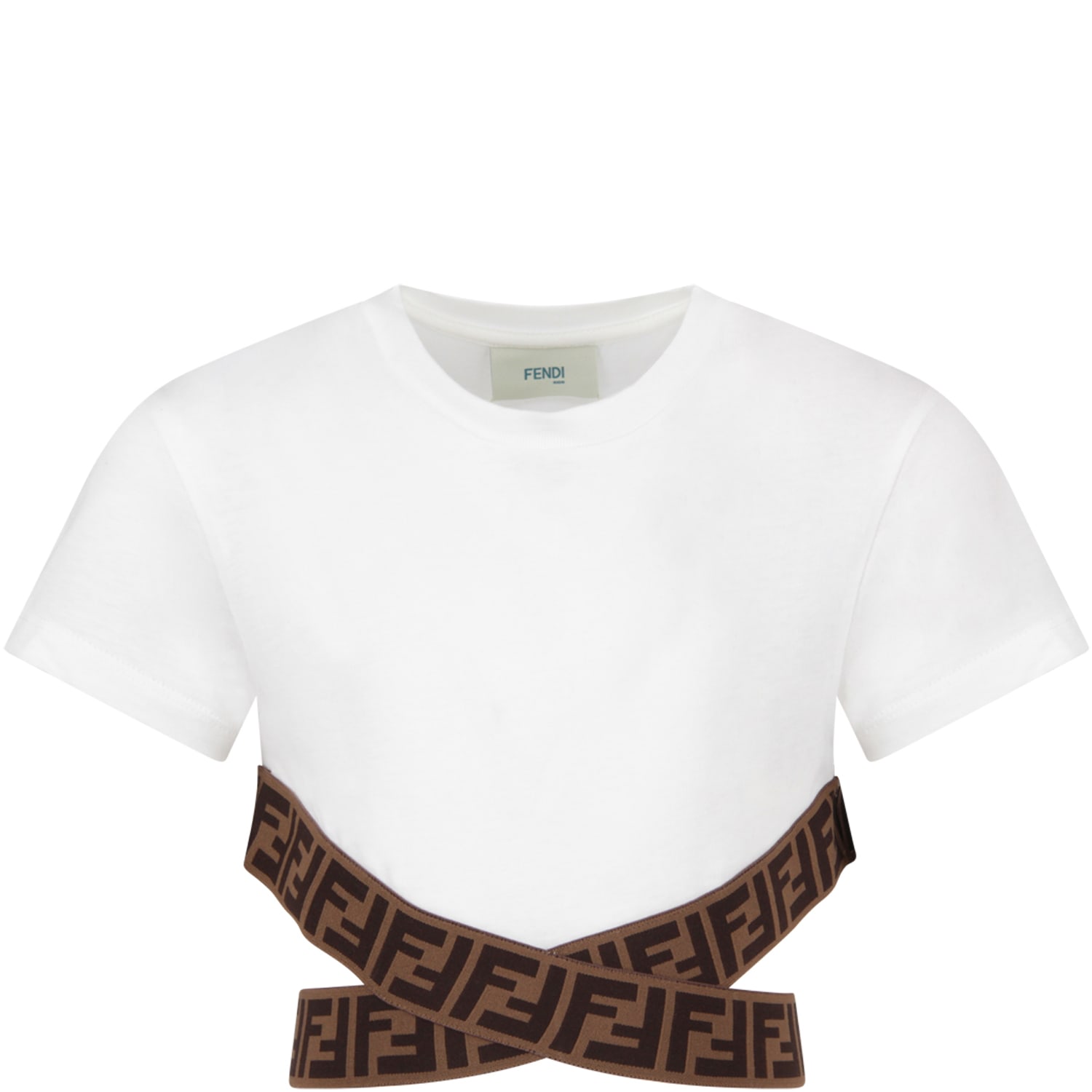 Fendi White T-shirt With Double Ff For Girl