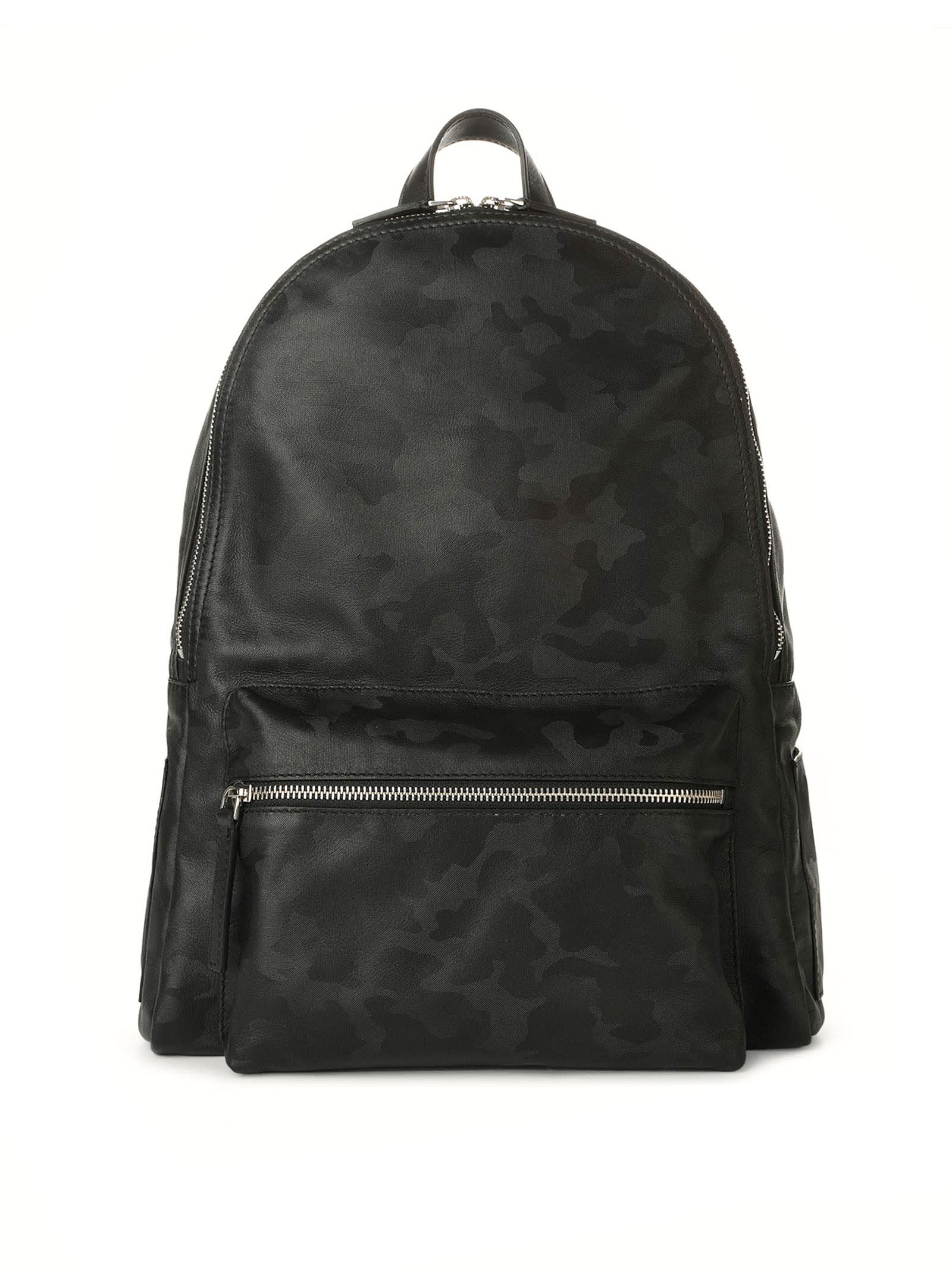 Shop Orciani Skyline Black Leather Backpack