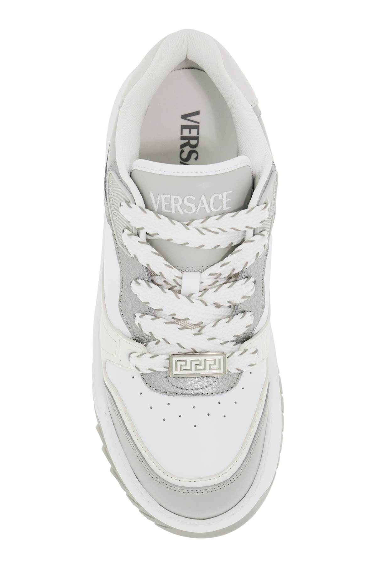 Shop Versace Odyssey Sneakers In Grey+black-palladio (white)