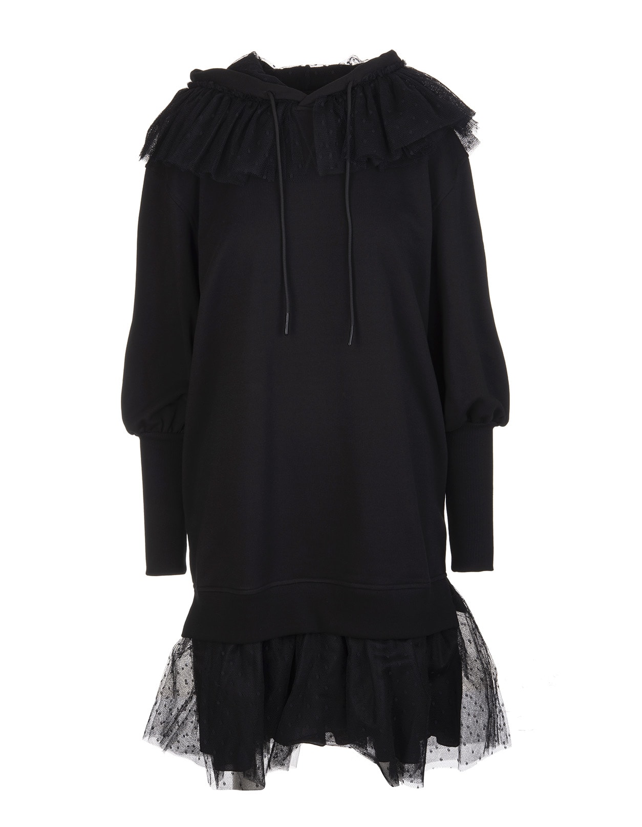 RED Valentino the Black Tag Sweatshirt Dress With Telle Point Desprit