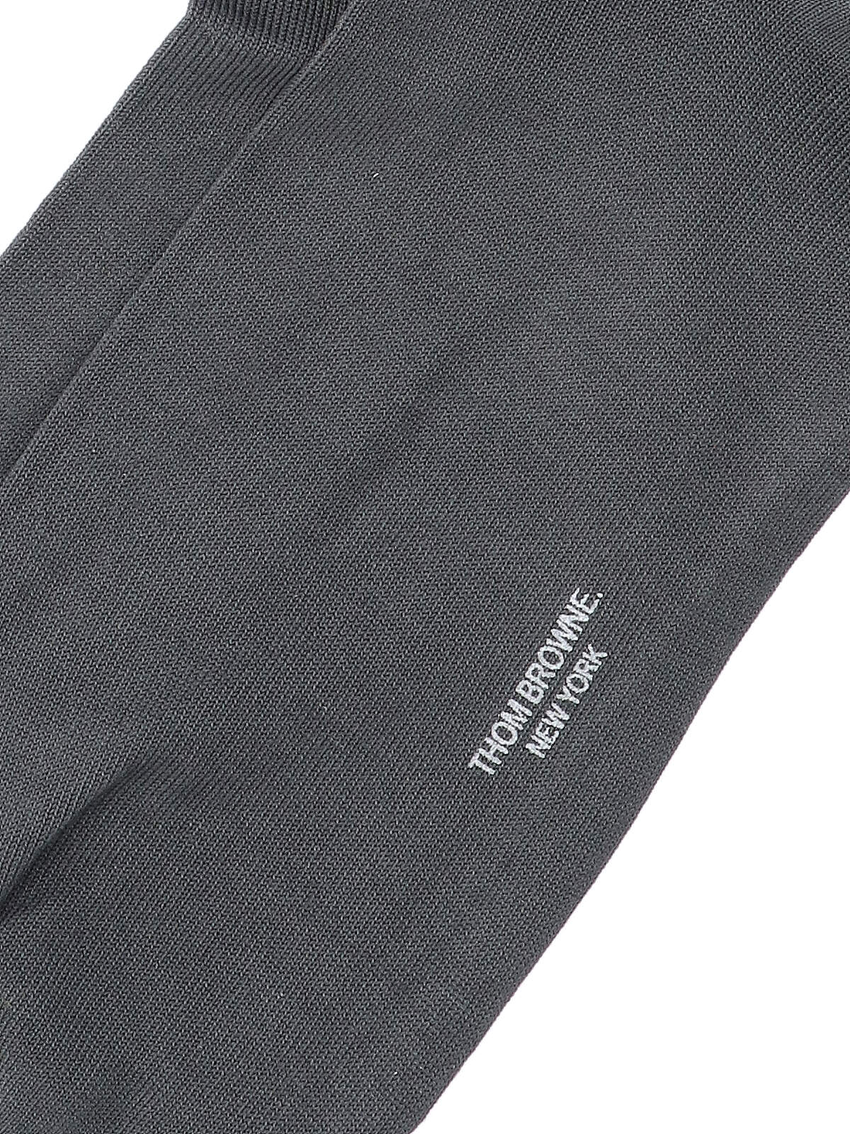 Thom Browne Long Striped Socks In Grey
