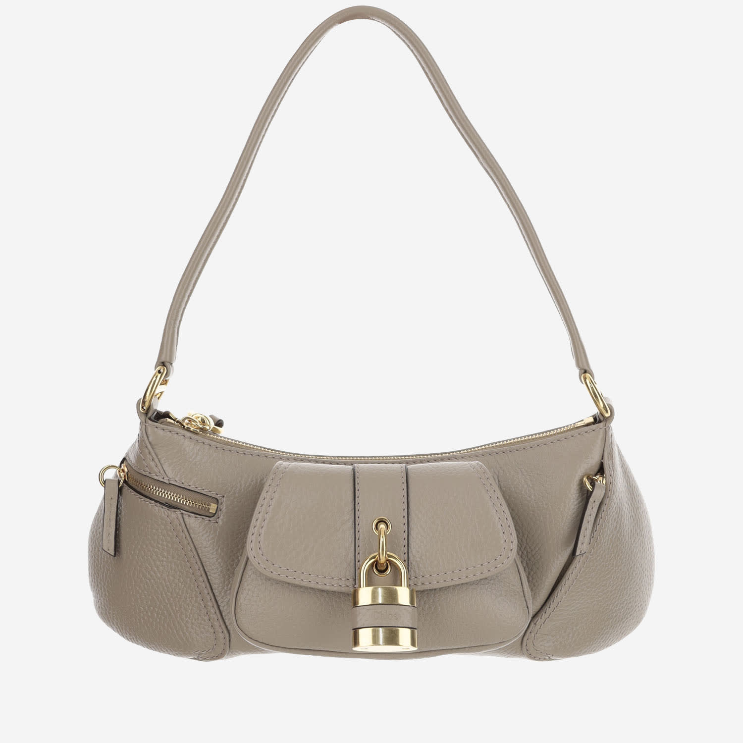 Shop Chloé 99 Leather Shoulder Bag In Grey