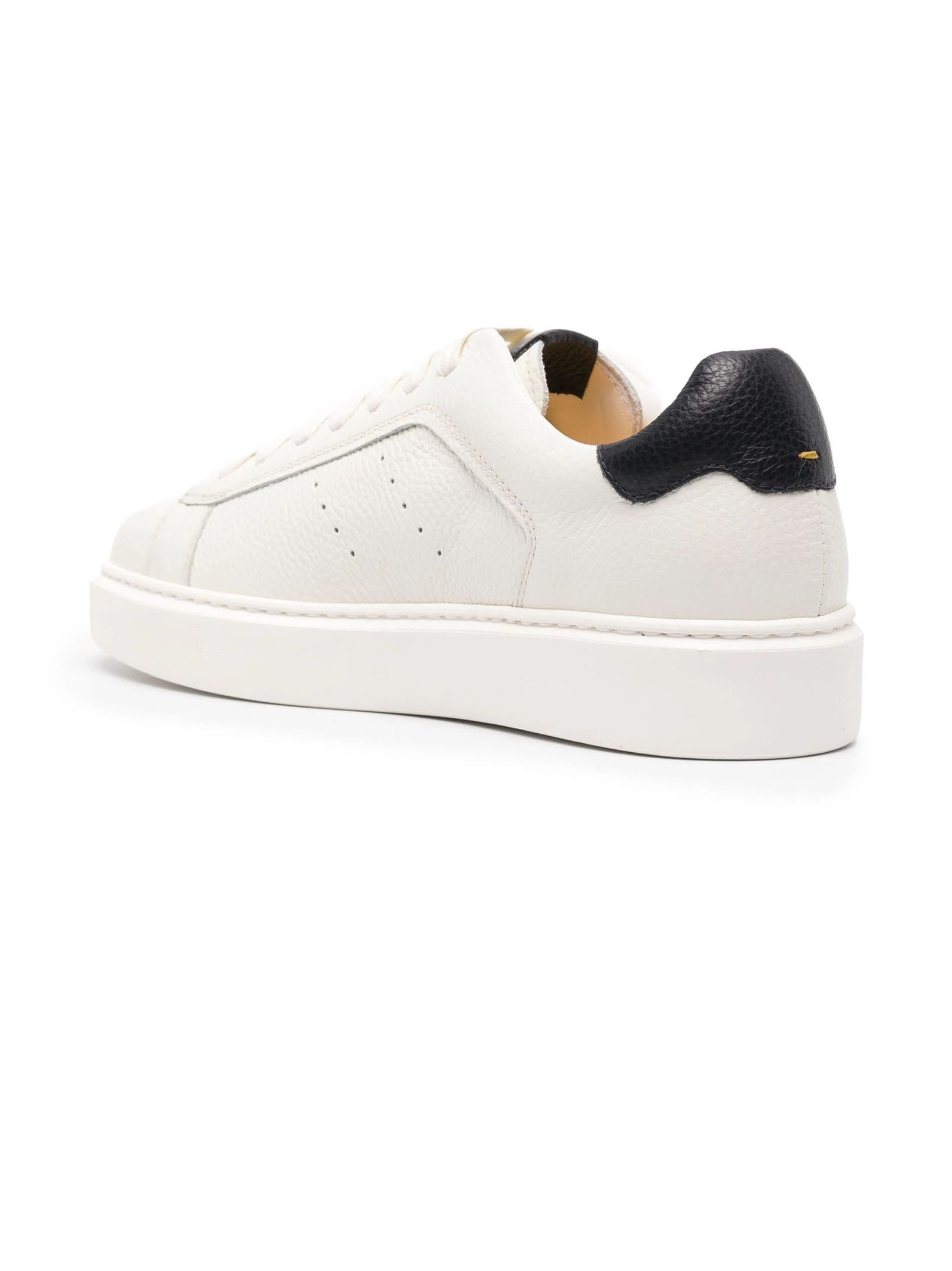 Shop Doucal's White Calf Leather Sneakers In Panna