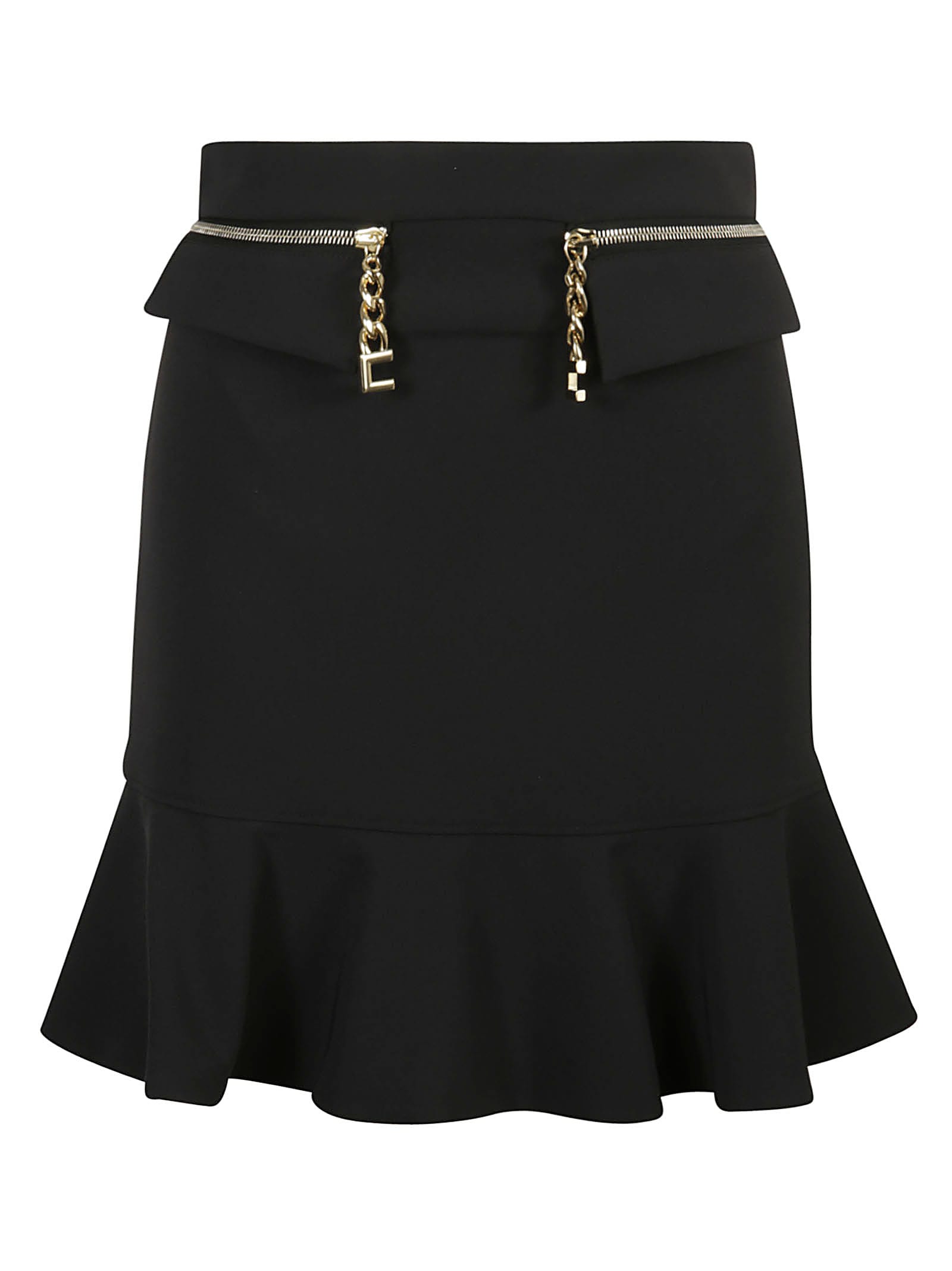 Elisabetta Franchi Chain Embellished Zip Pleated Skirt