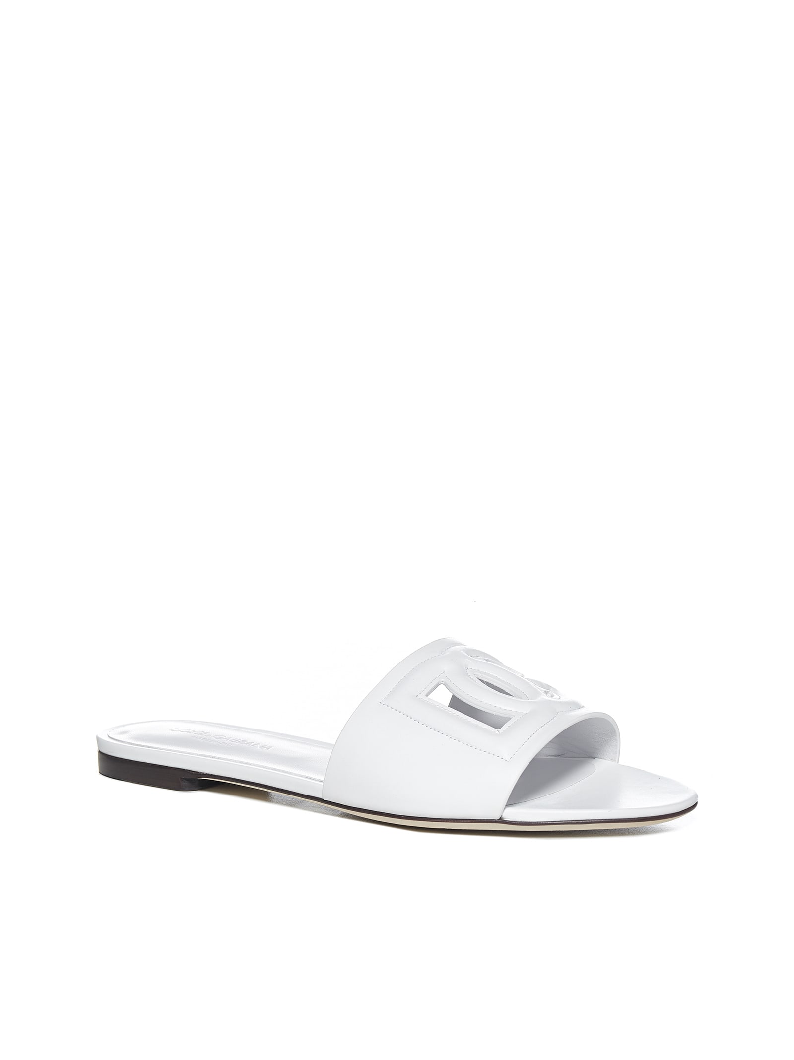 DOLCE & GABBANA LOGO EMBOSSED SLIDERS