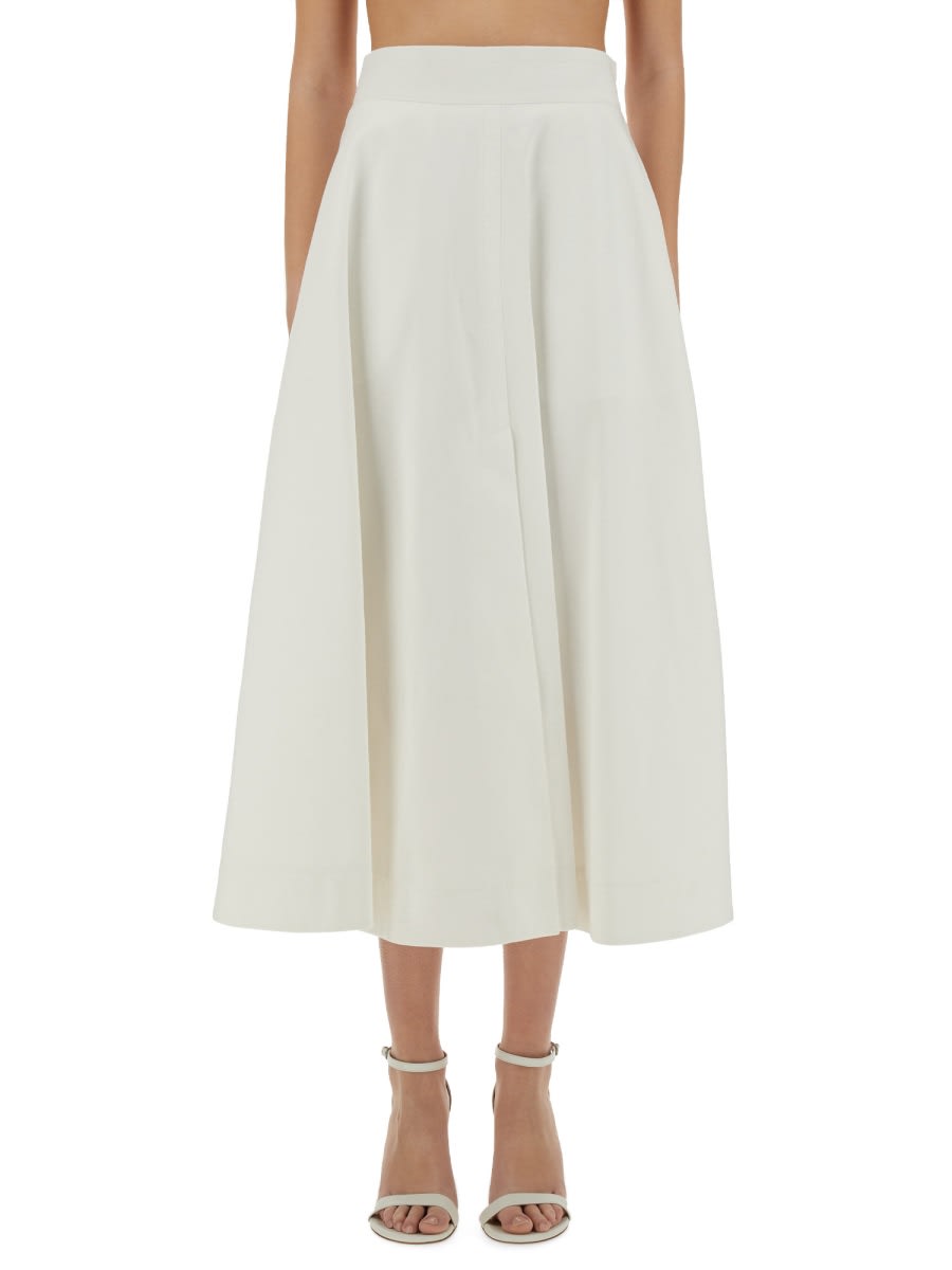 Shop Patou Cotton Gabardine Long Flared Skirt