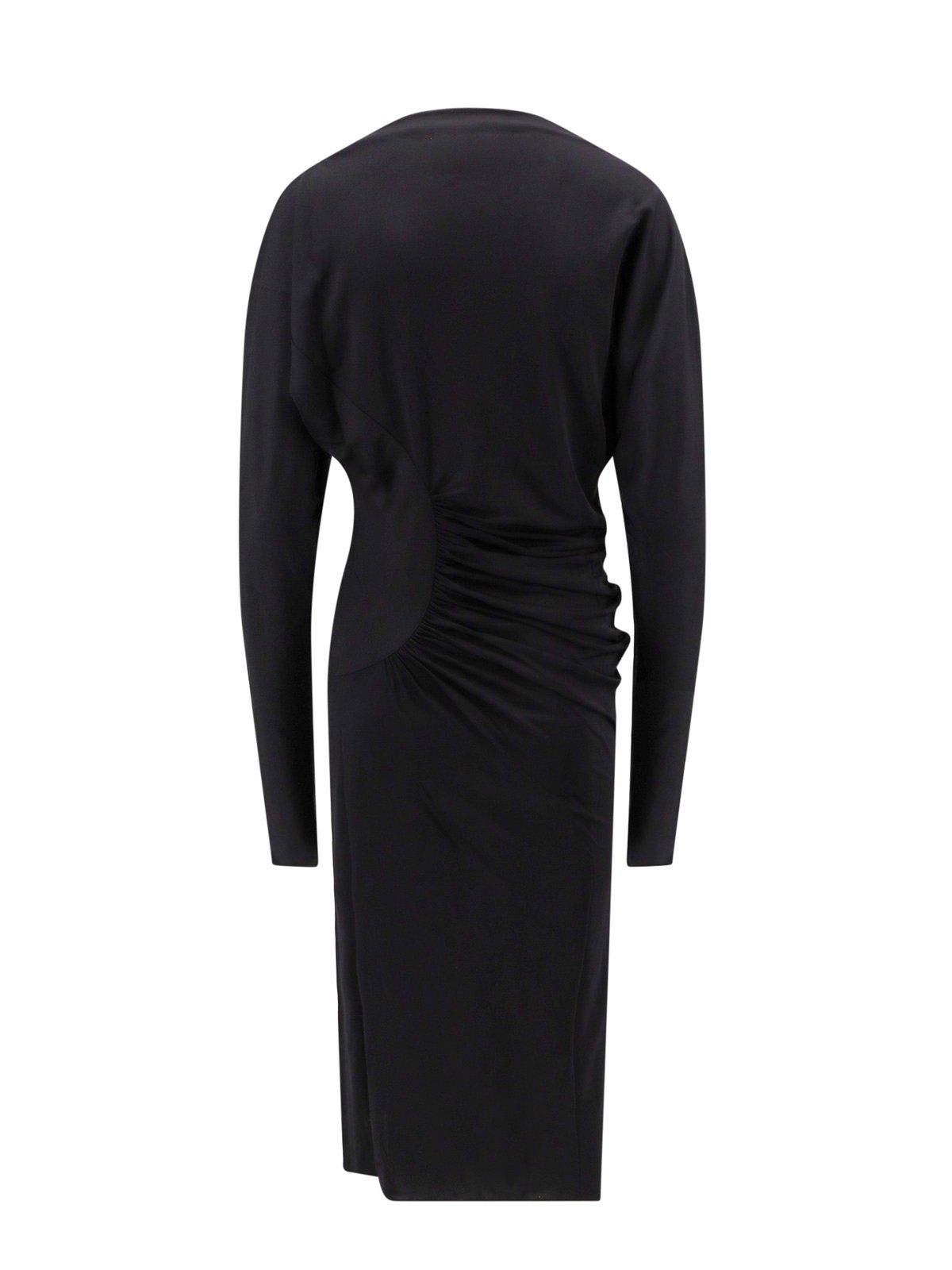 Shop Khaite Oron Long-sleeved Maxi Dress In Black